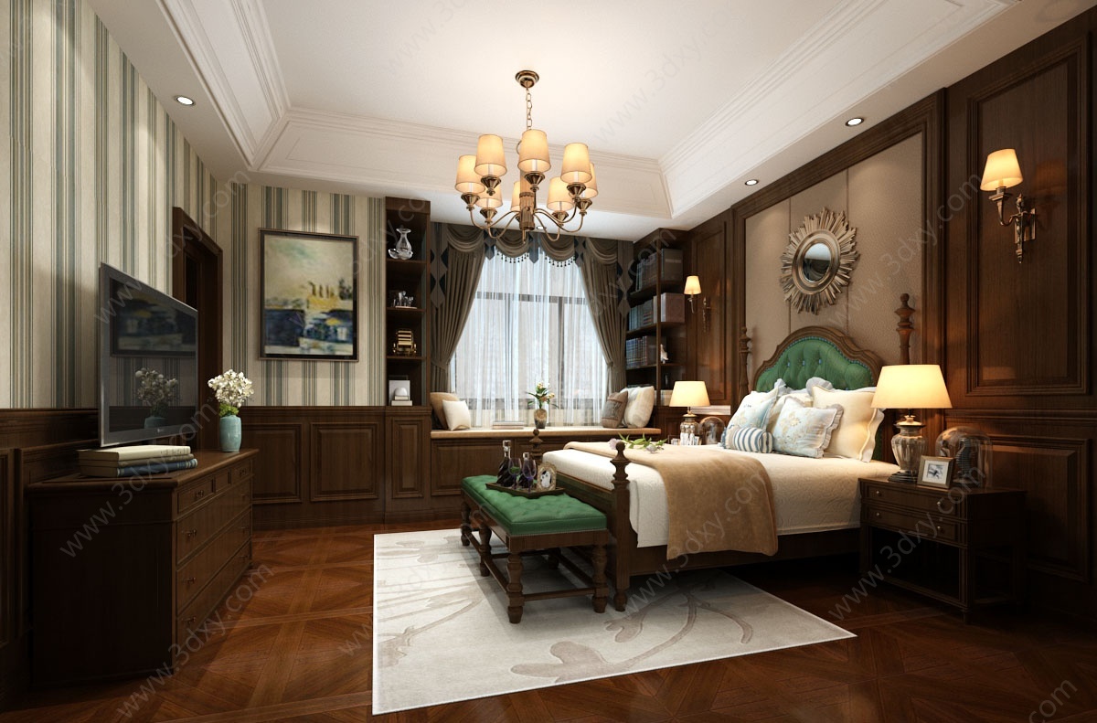 现代风格的卧室3D模型