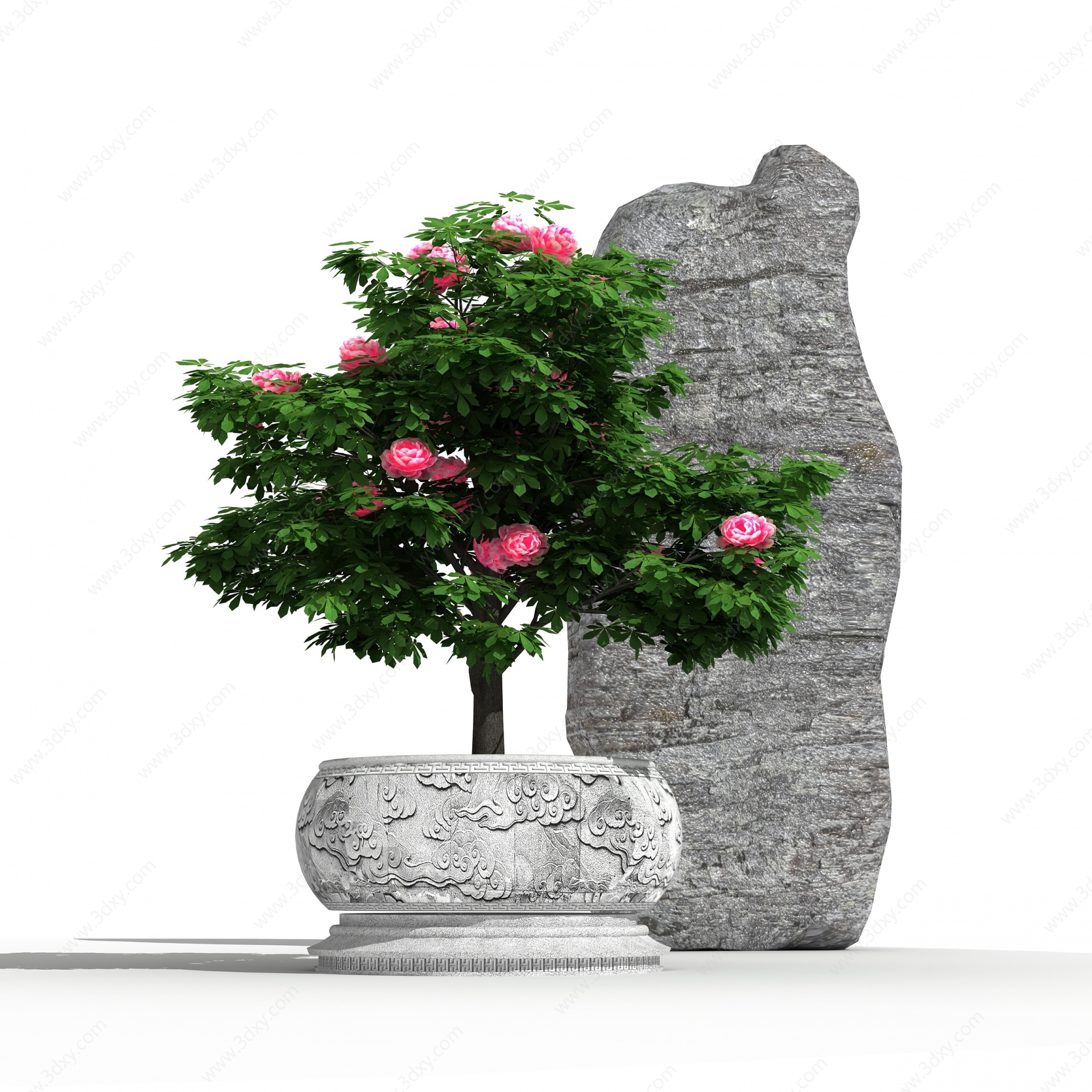 石雕花盆3D模型
