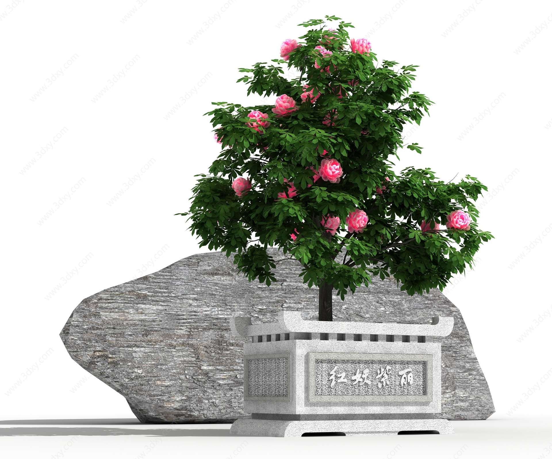 石雕花盆3D模型