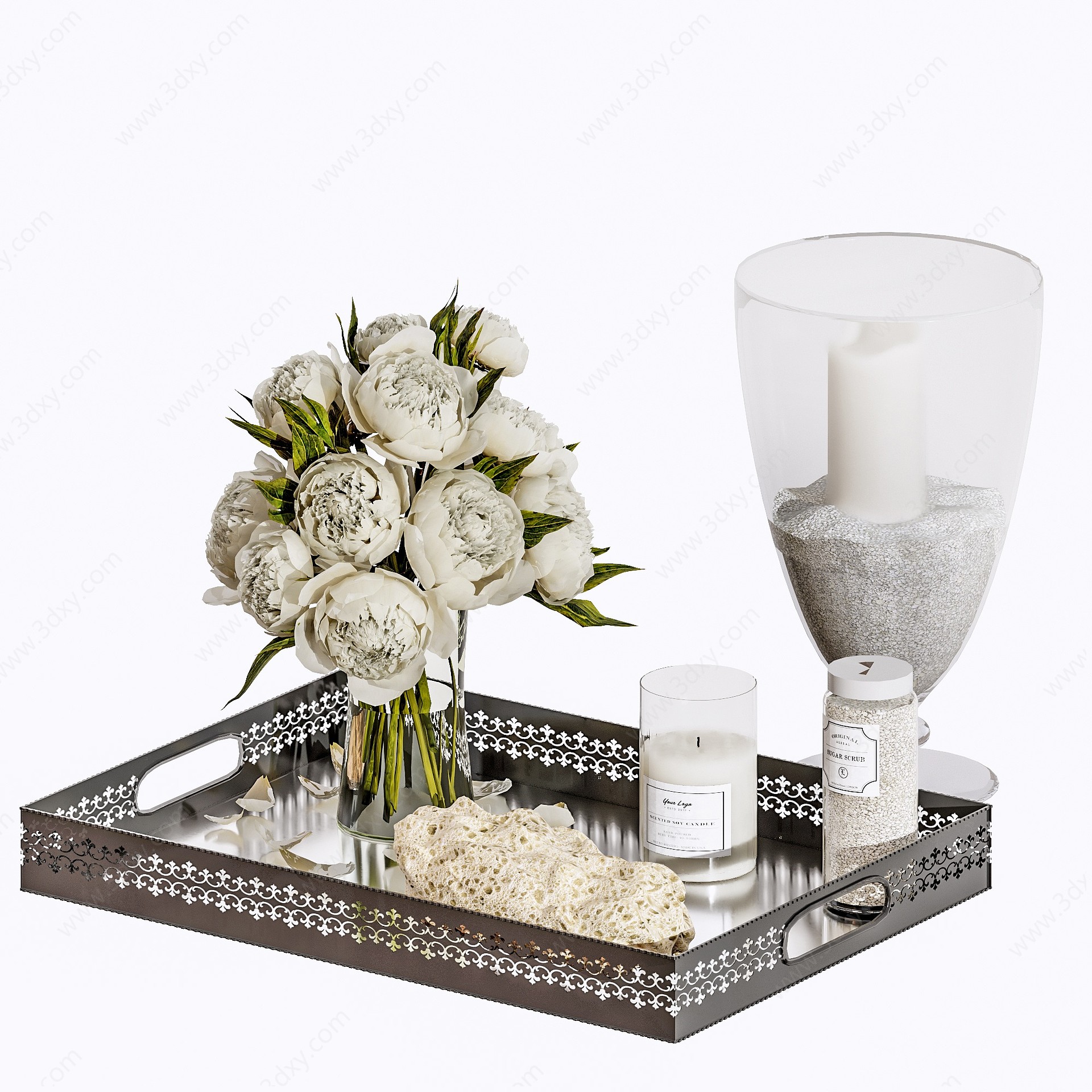 简欧铁网桌面花瓶花卉摆件3D模型