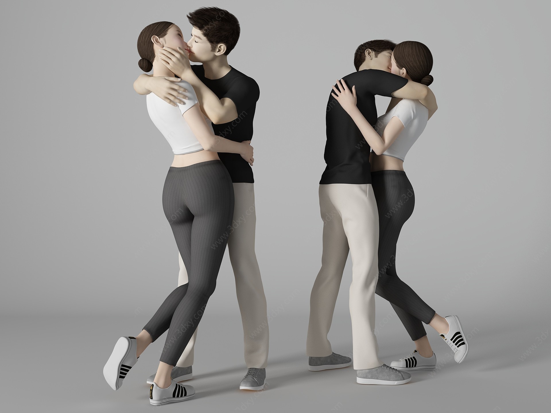 拥抱接吻人物3D模型