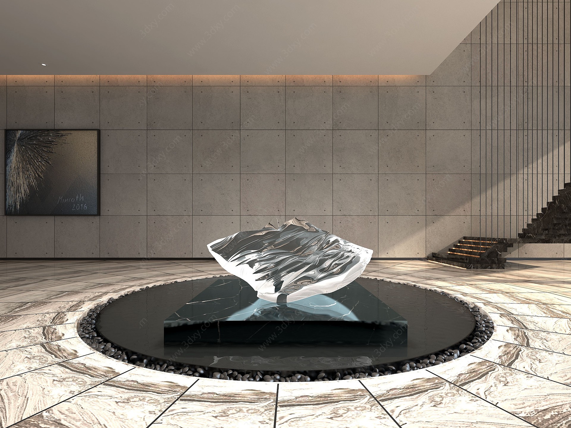 现代抽象水晶雕塑3D模型