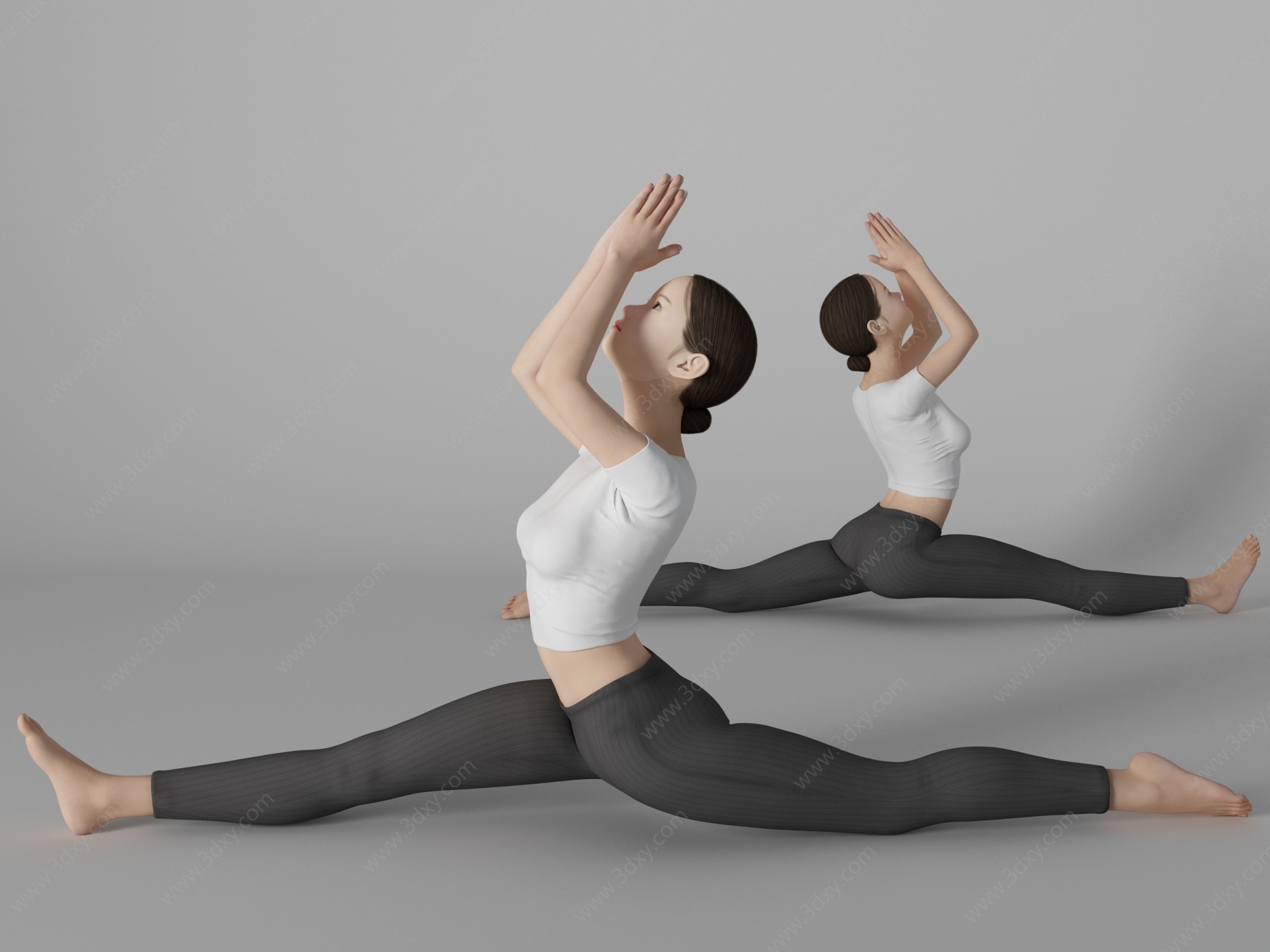 瑜伽拉伸劈叉美女人物3D模型