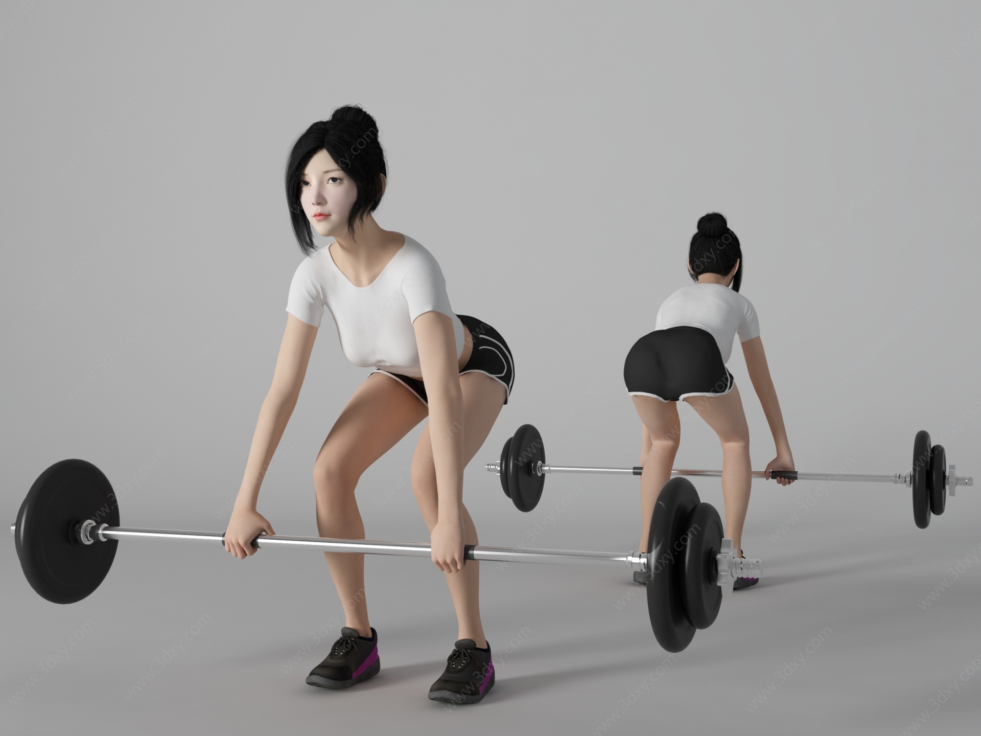 瑜伽拉伸健身美女人物3D模型
