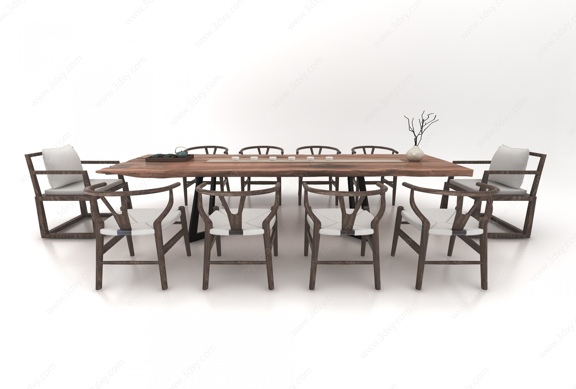 十人餐桌3D模型