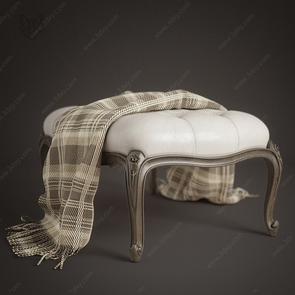 美式矮凳床尾踏3D模型
