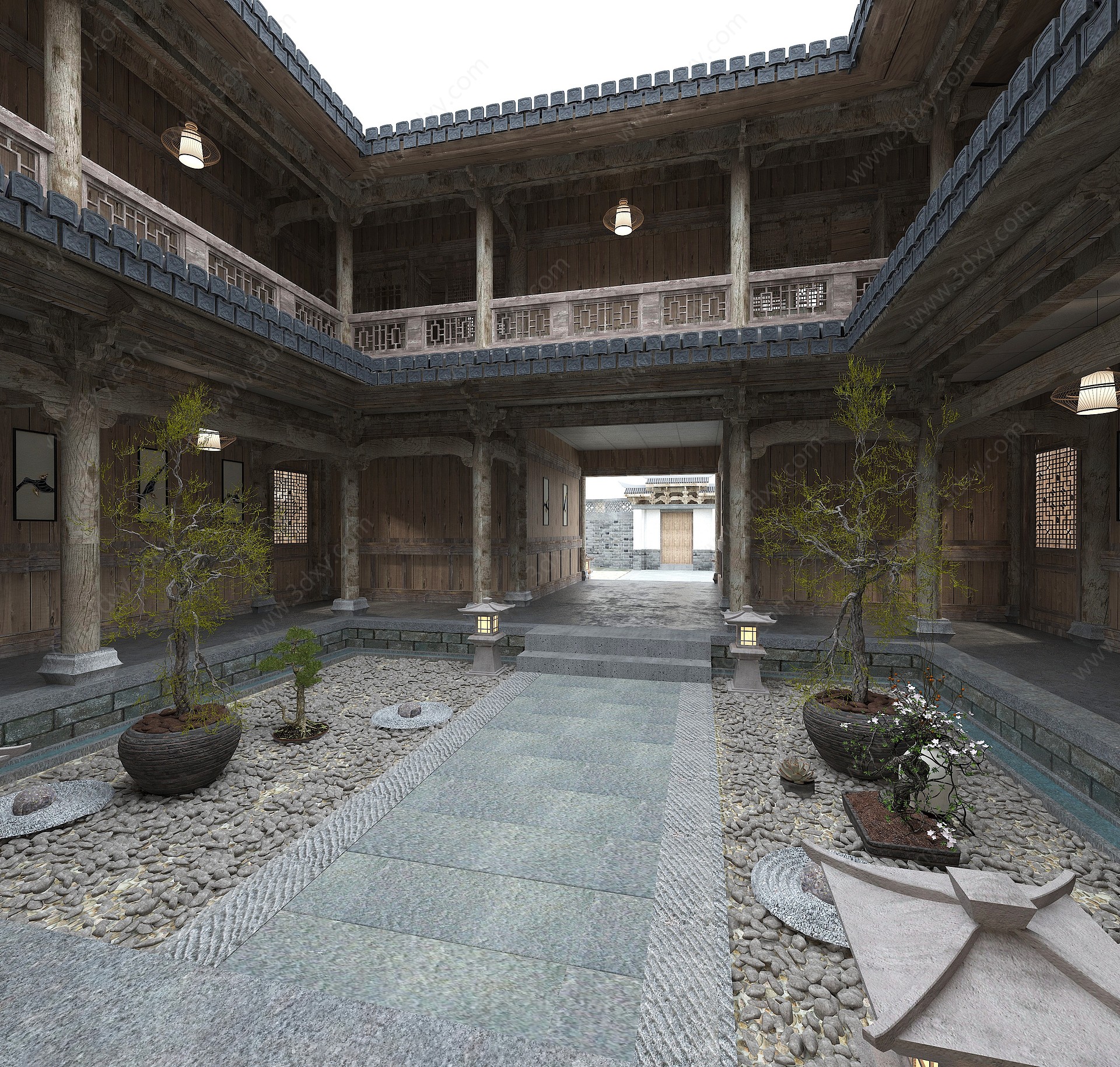 复古中式庭院3D模型