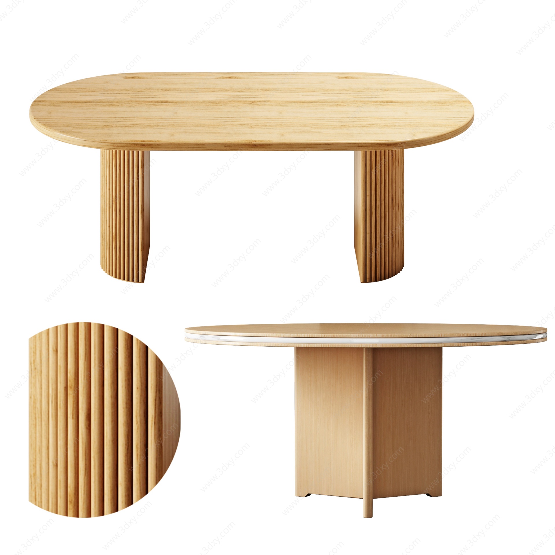 北欧实木餐桌3D模型