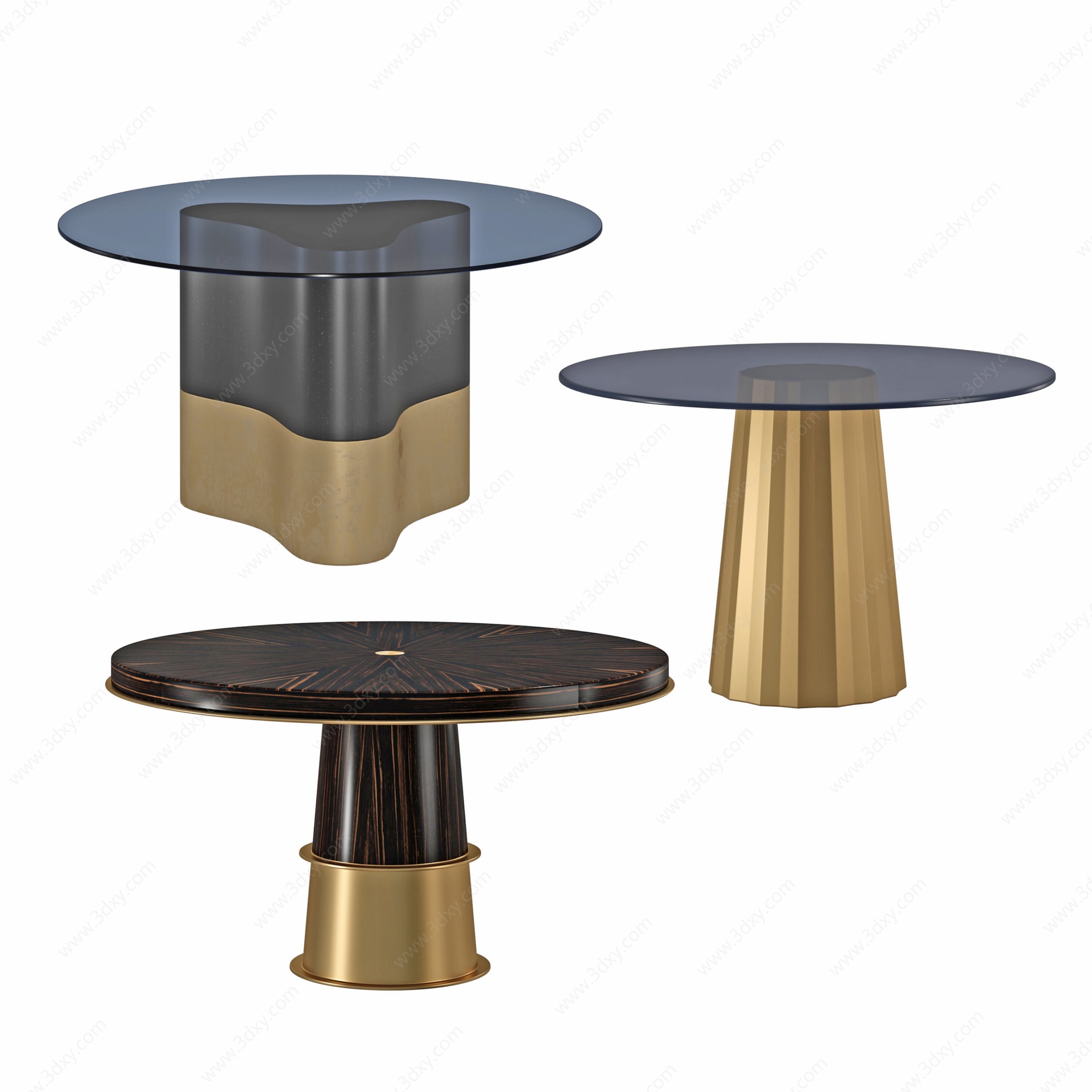 现代金属餐桌3D模型