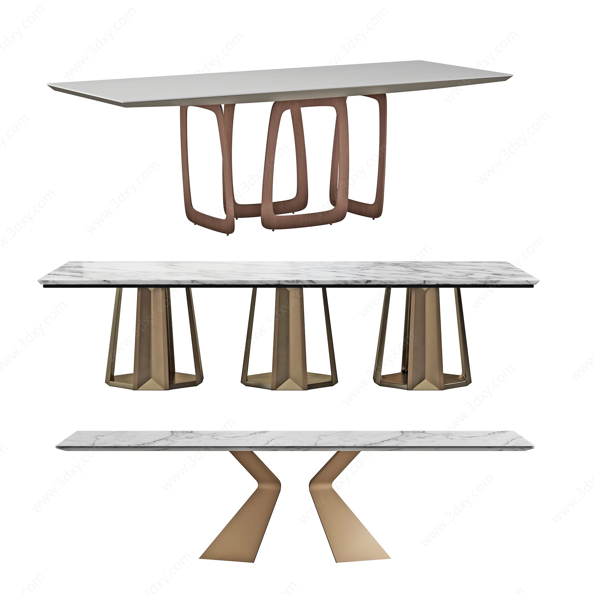 现代金属长餐桌3D模型