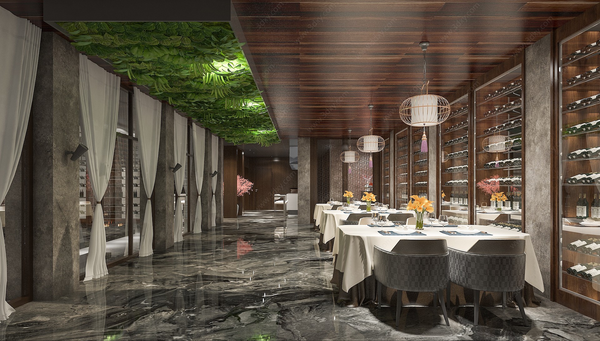 新中式酒店餐厅3D模型