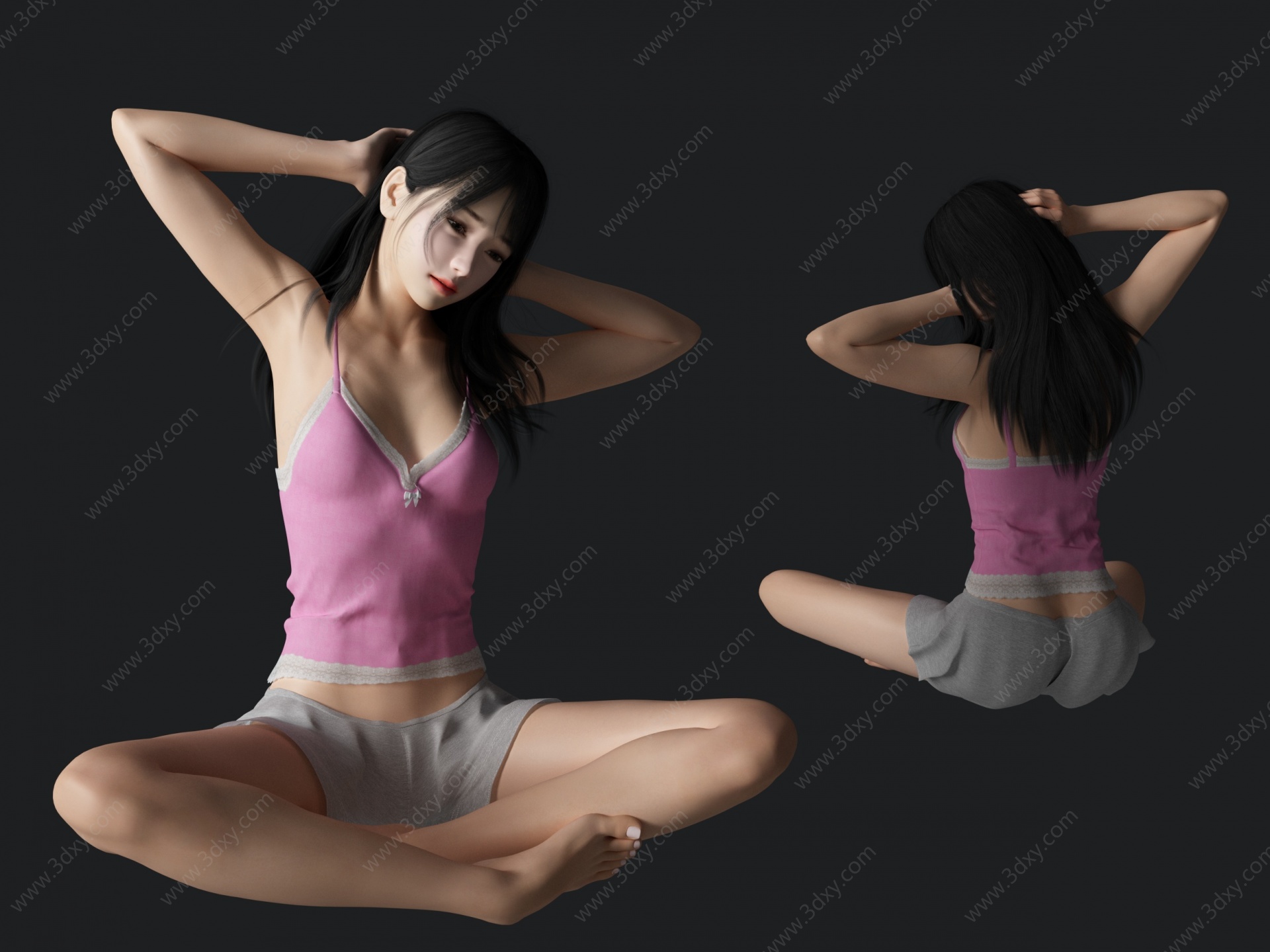 美女人物瑜伽美女3D模型