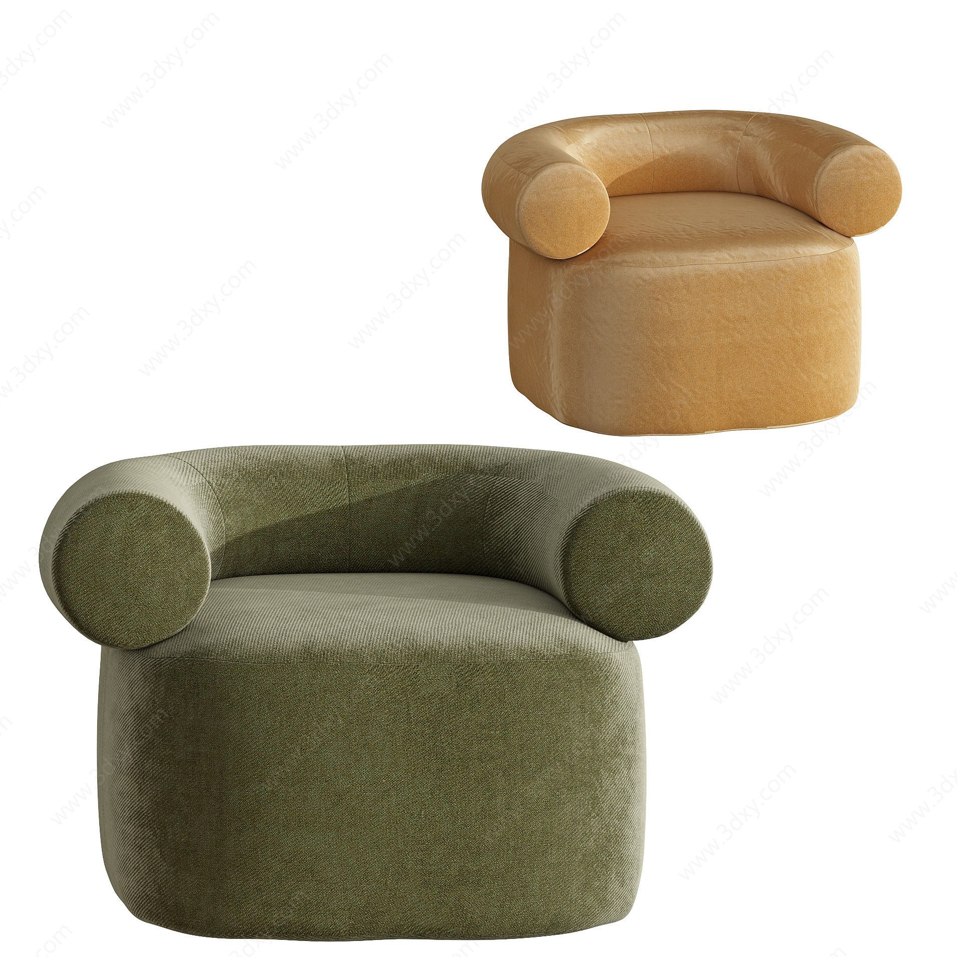 现代扶手单人休闲沙发3D模型