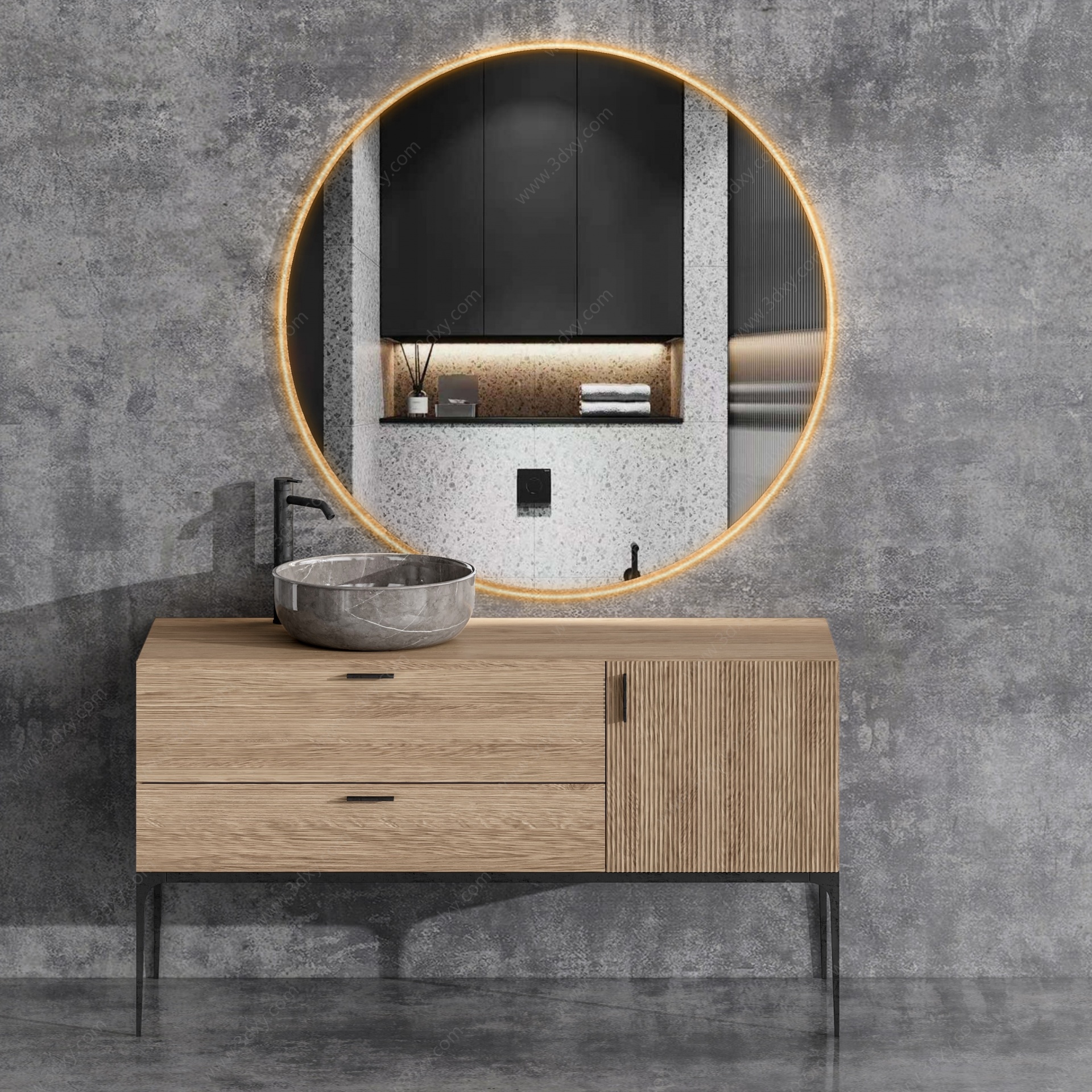 现代洗手台浴室柜3D模型