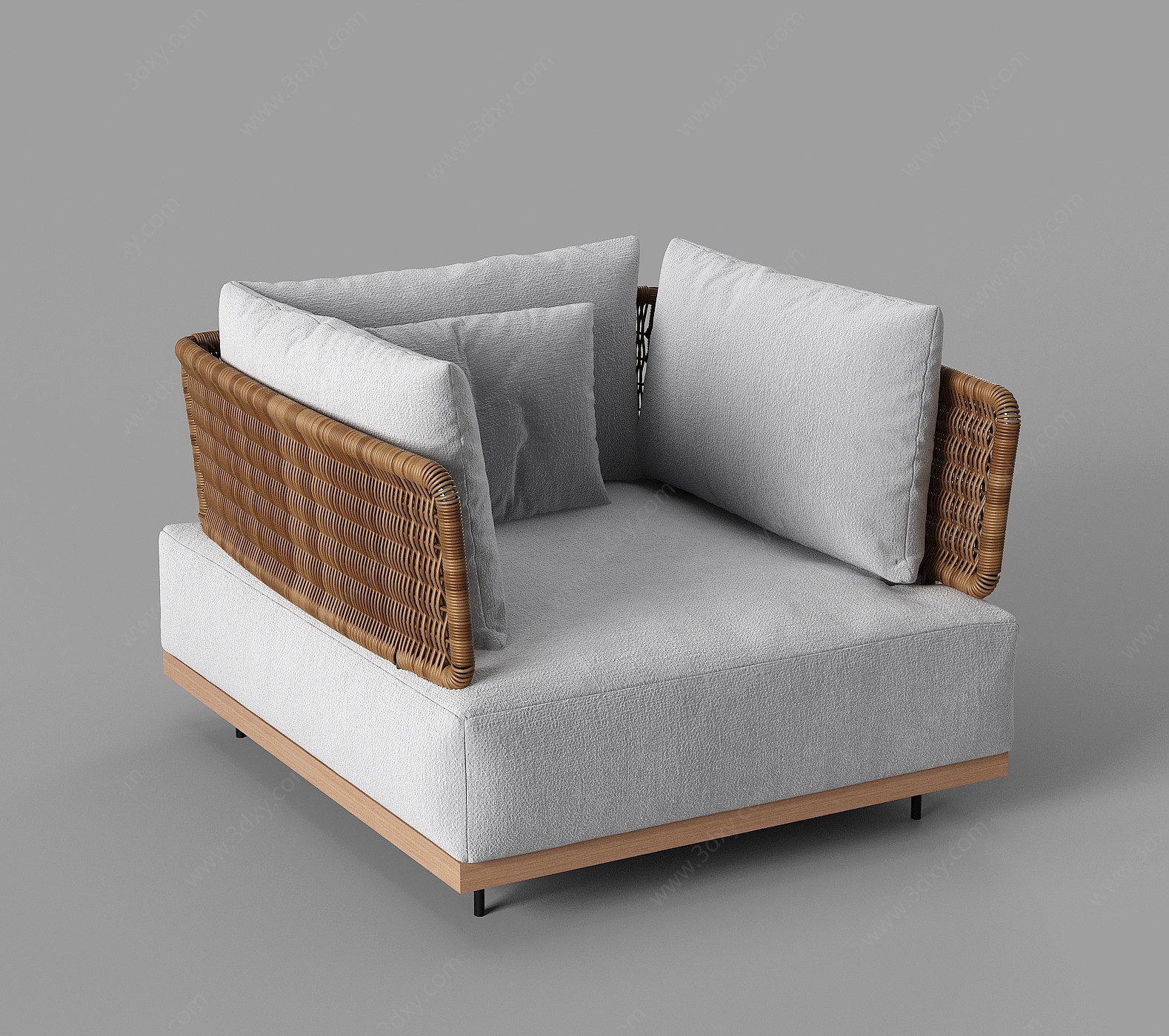 现代单人藤编沙发3D模型