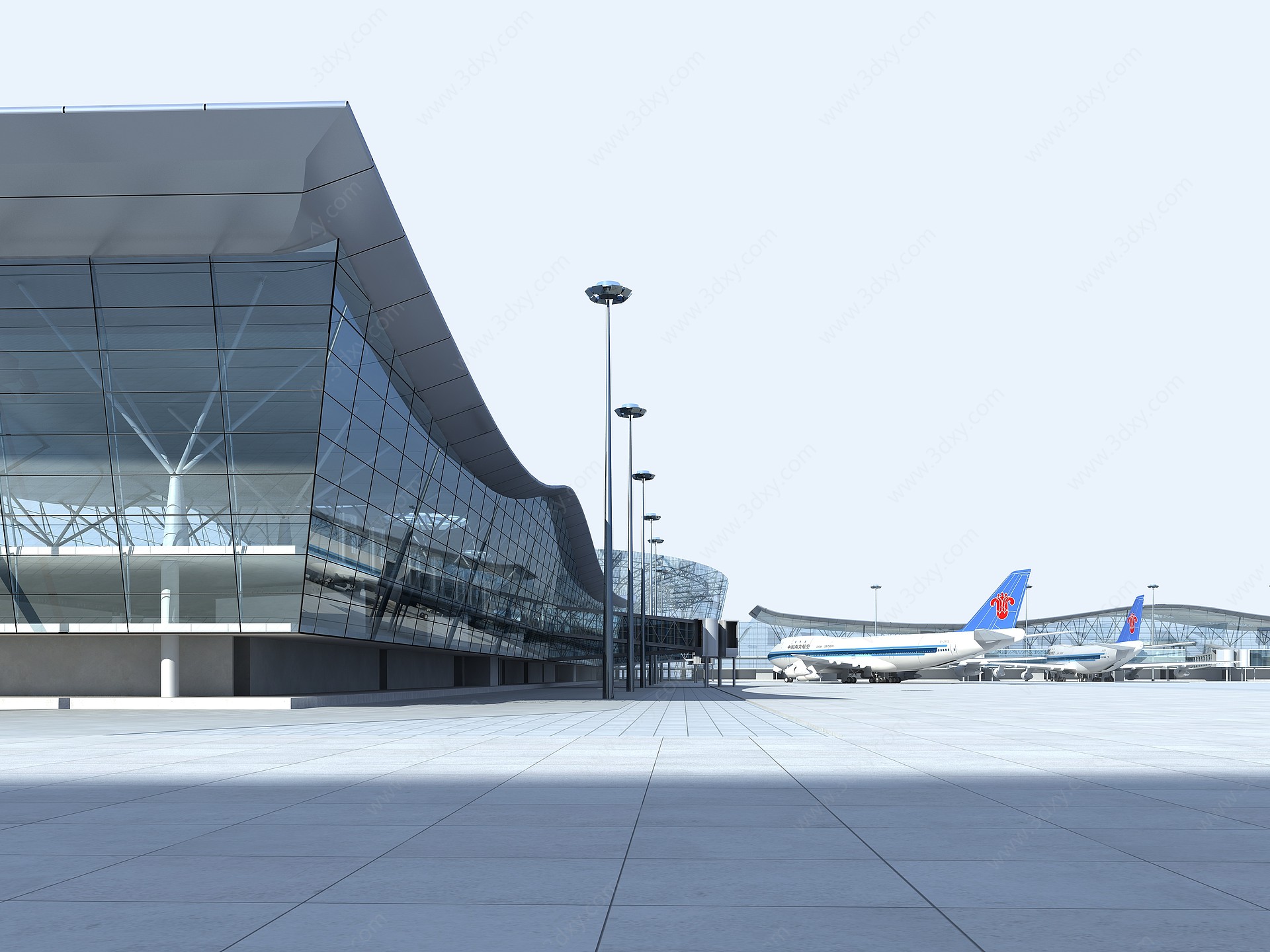 现代机场大楼3D模型
