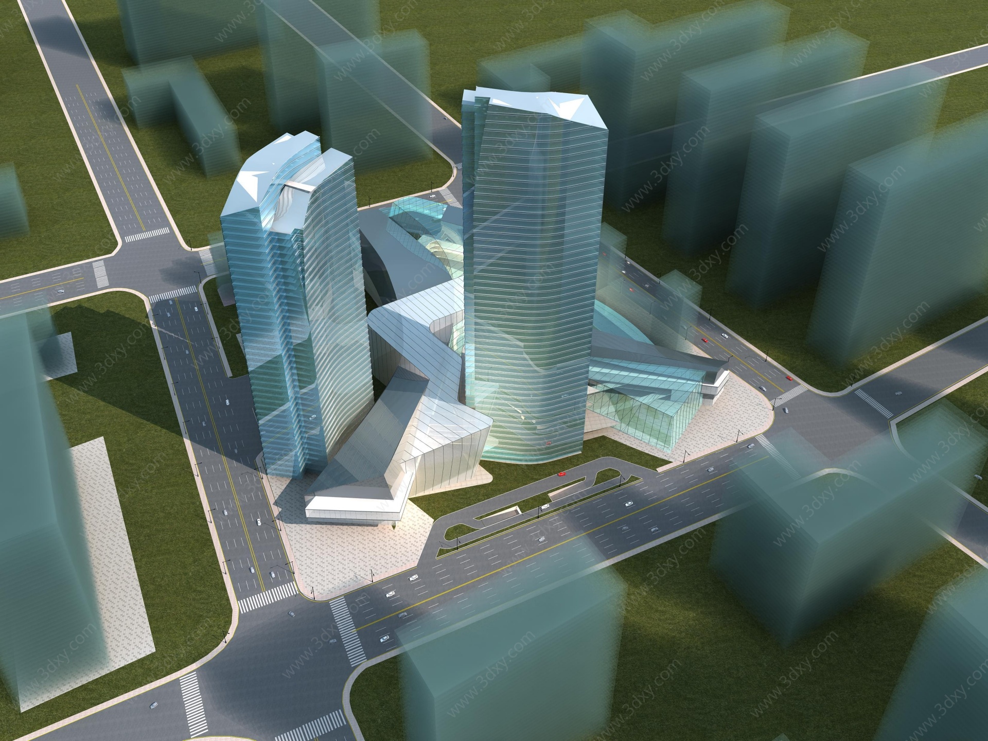 现代玻璃办公楼3D模型