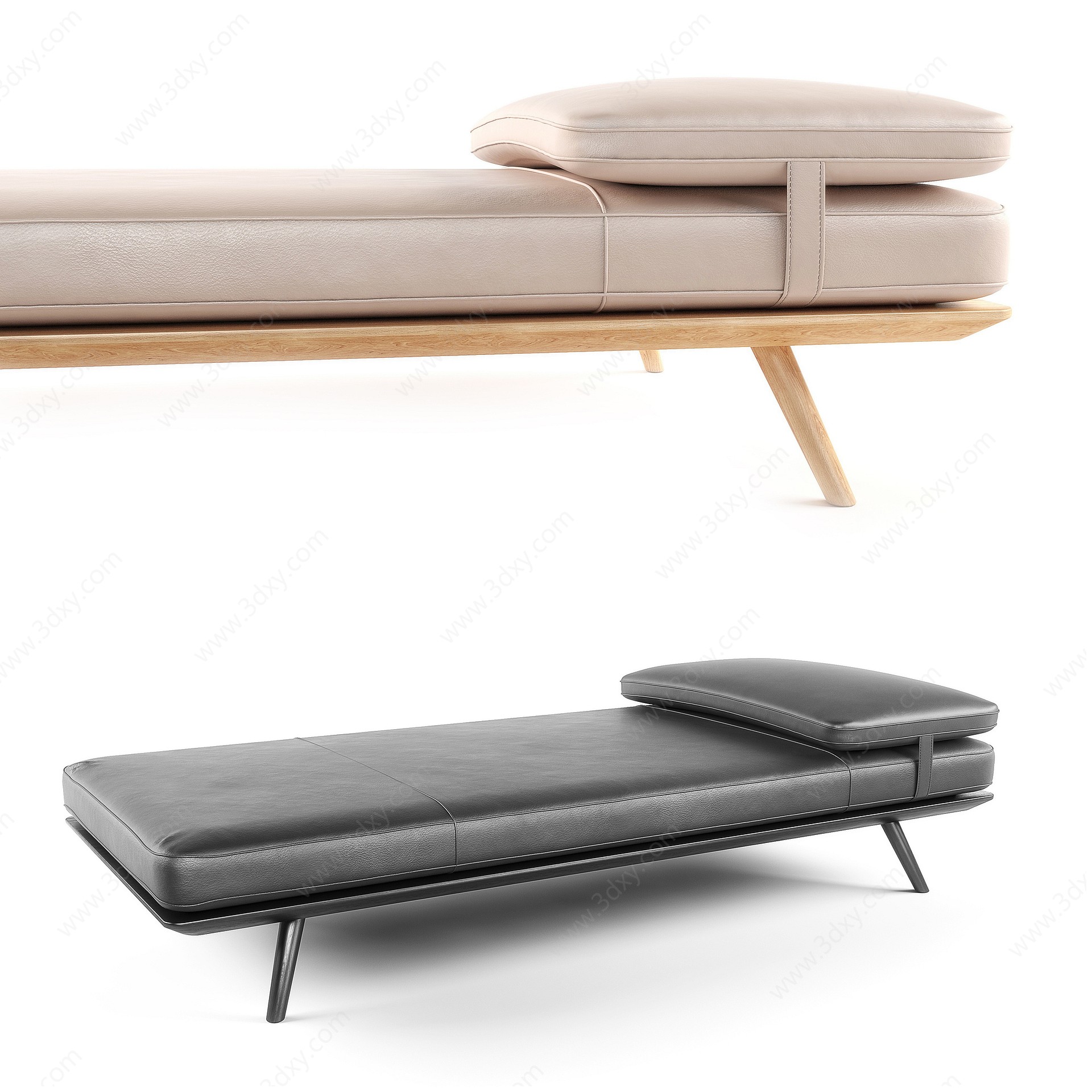 现代躺椅床尾踏3D模型