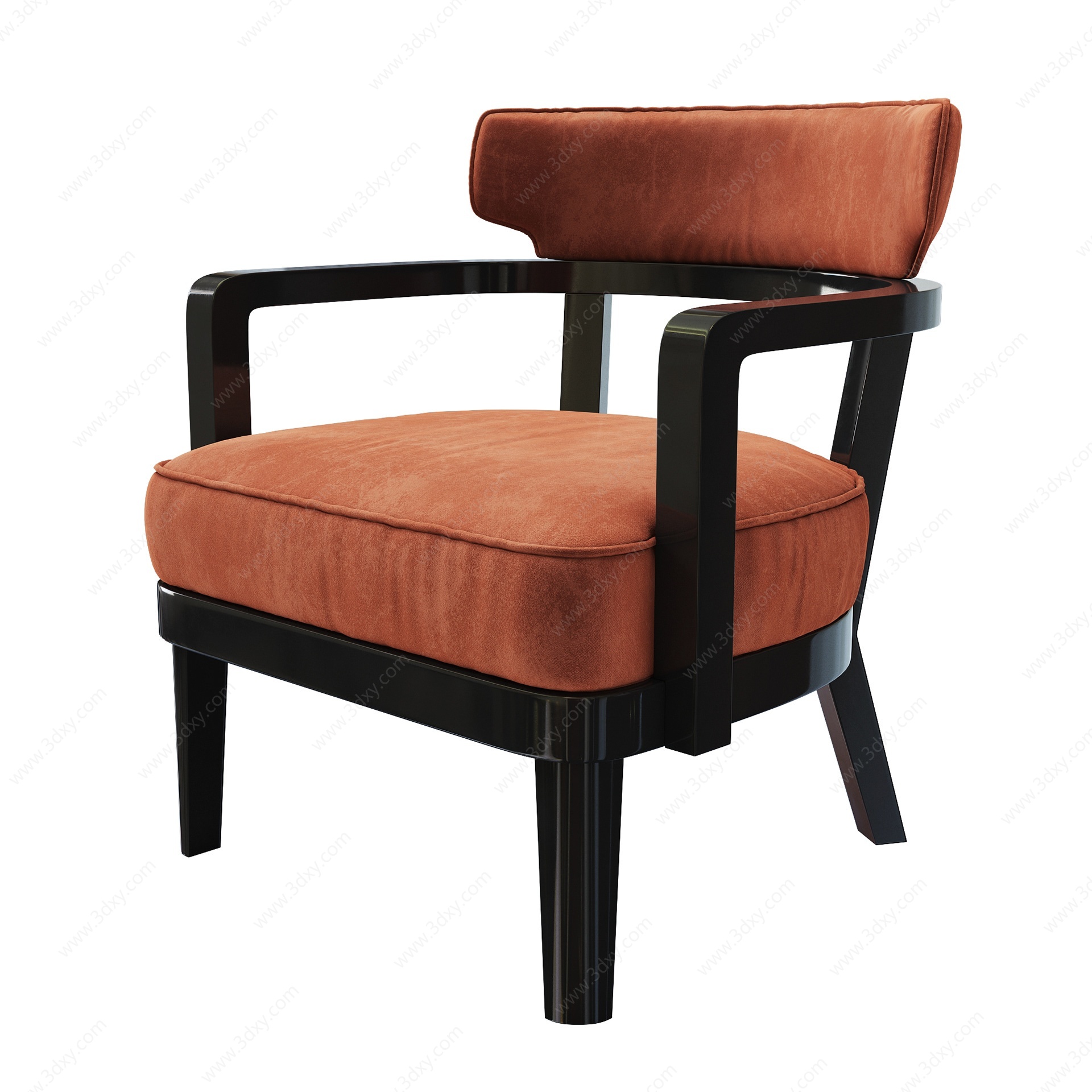 现代实木单人休闲椅3D模型