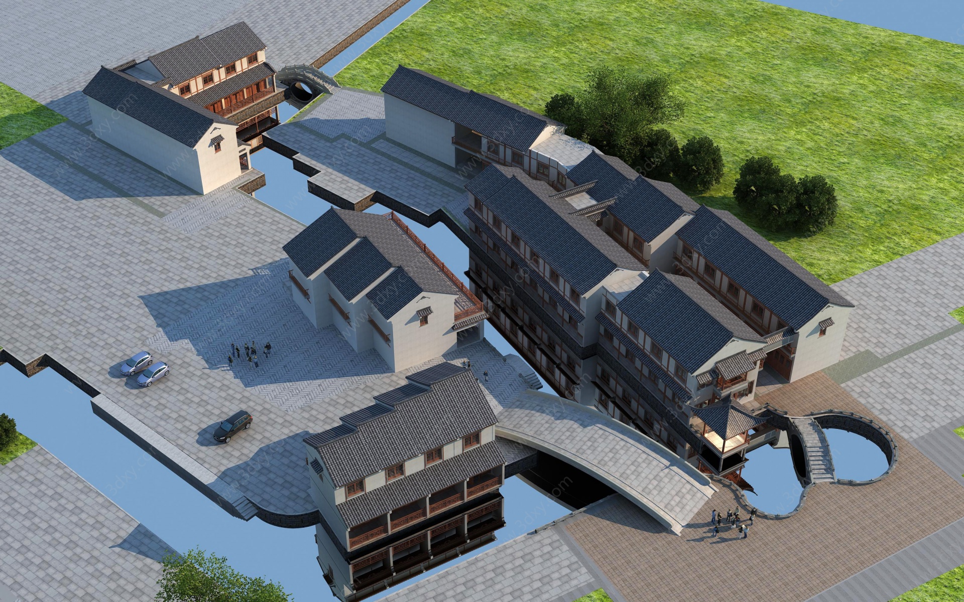 中式古建院子别墅3D模型