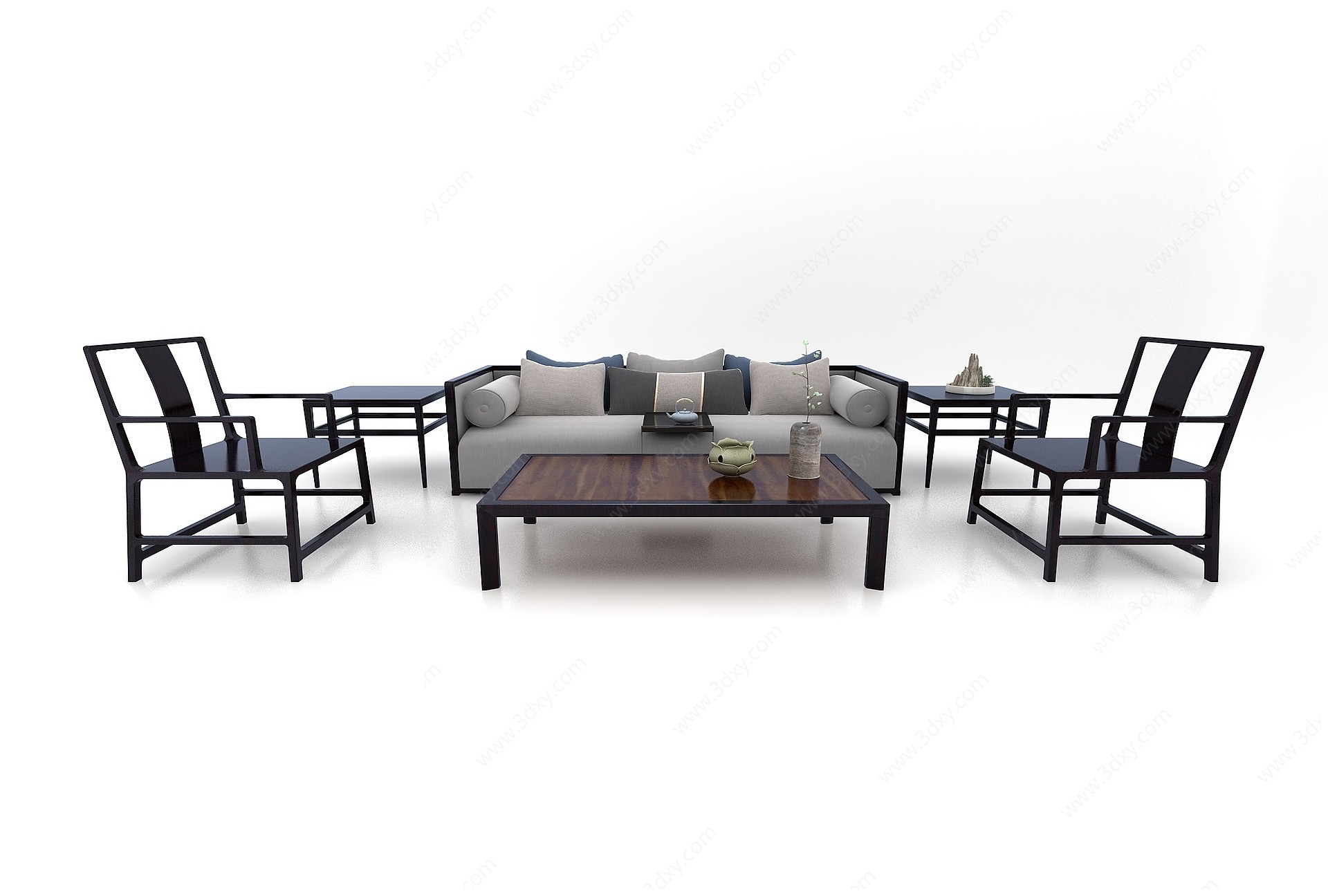 新中式双人沙发3D模型