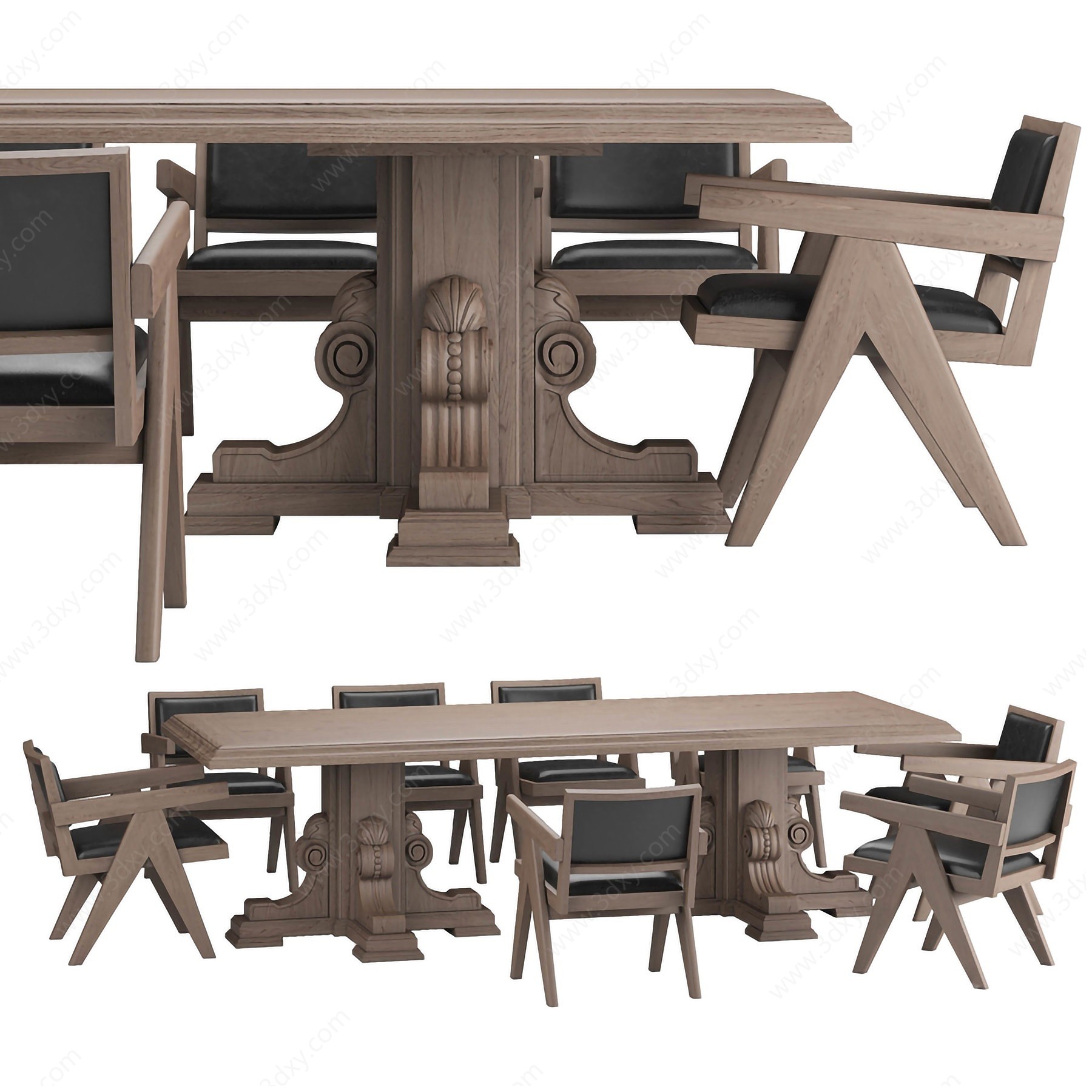 美式餐桌椅3D模型