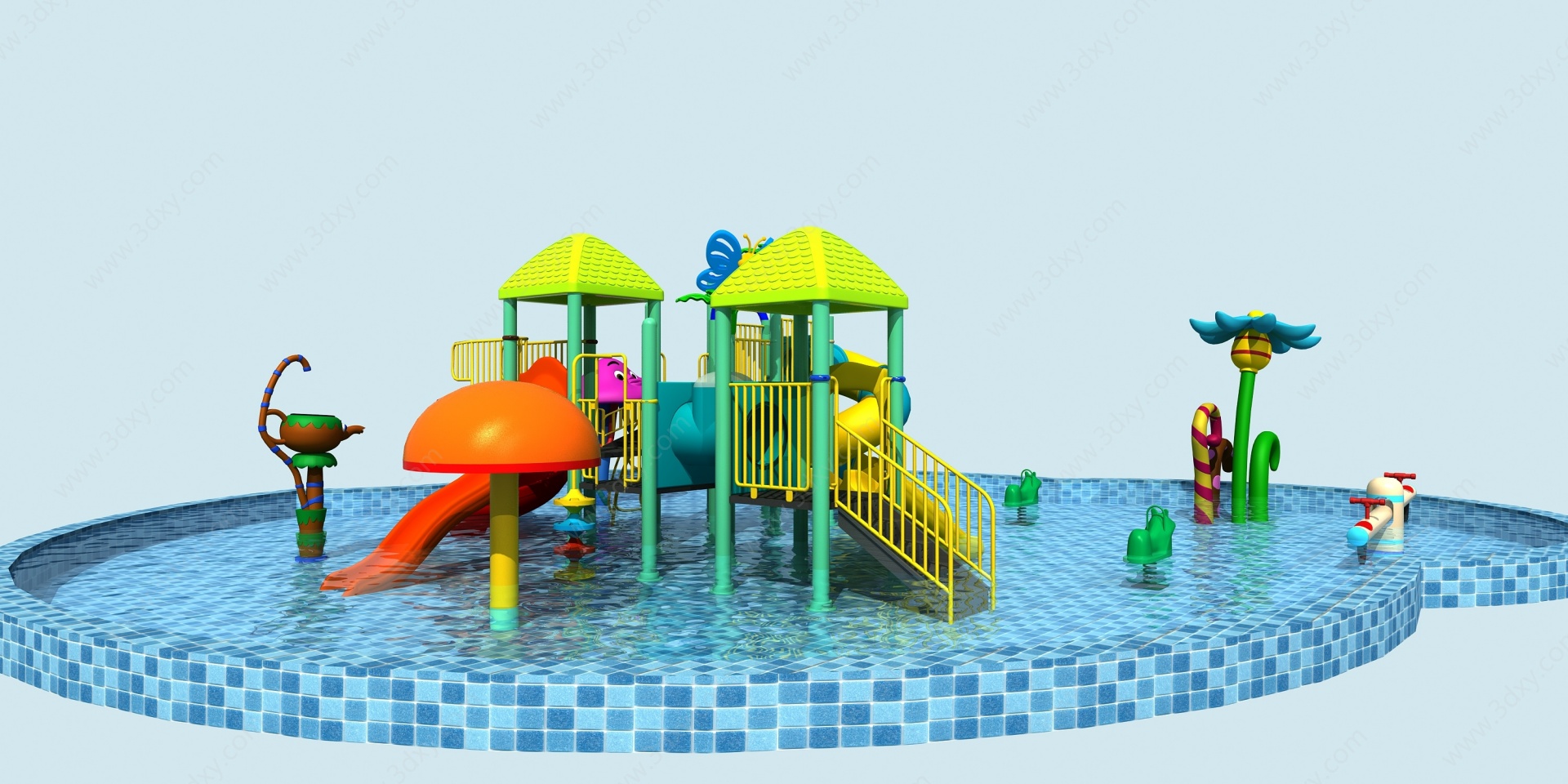 儿童游泳池水上乐园3D模型