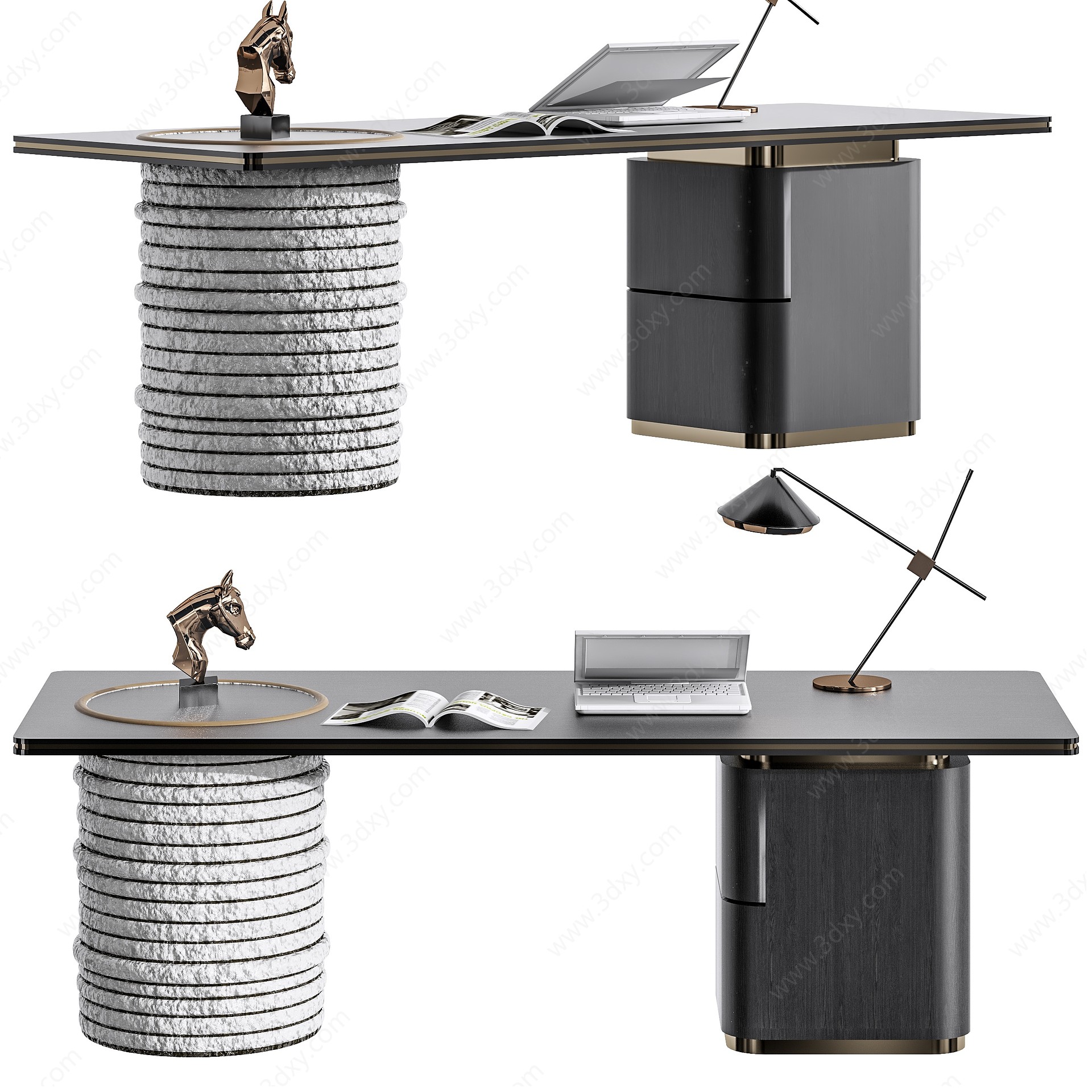 现代轻奢经理办公桌3D模型