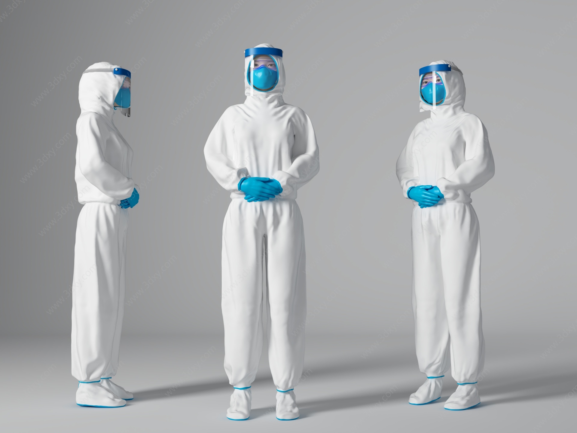 现代病毒防护人员3D模型