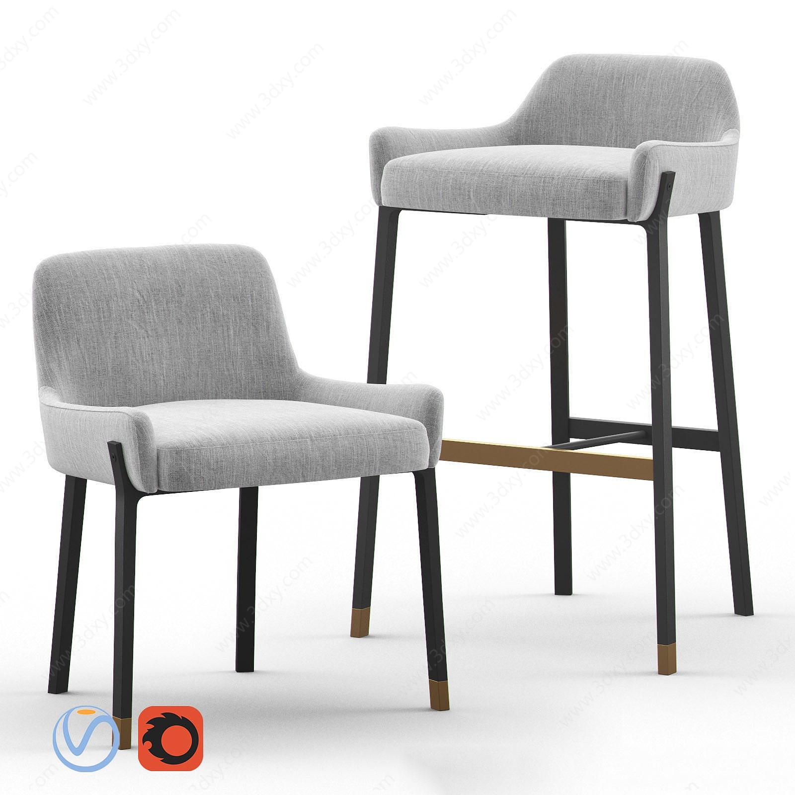 现代椅子吧椅3D模型
