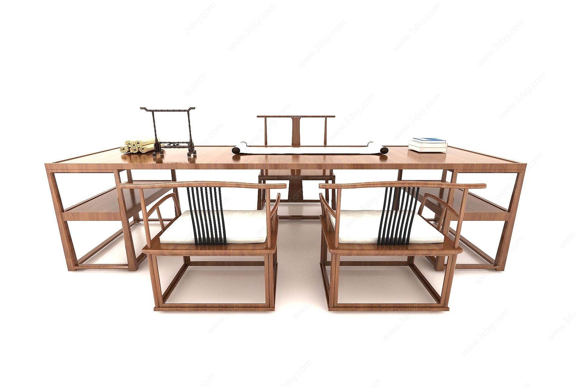 中式书桌茶桌3D模型