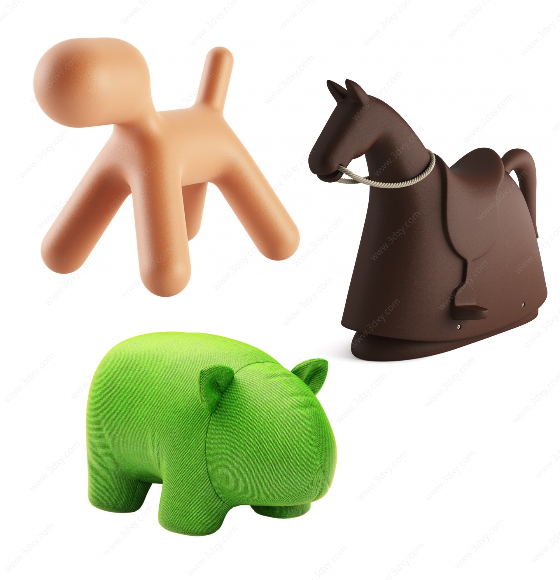 现代儿童木马动物玩具3D模型