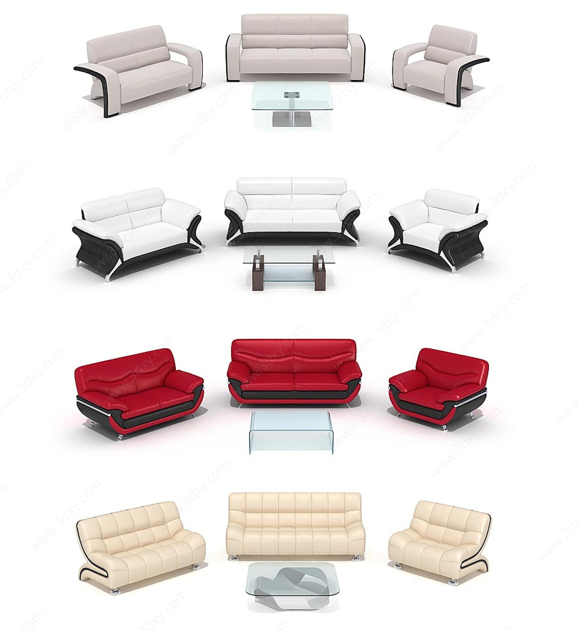 现代家具沙发茶几组合3D模型
