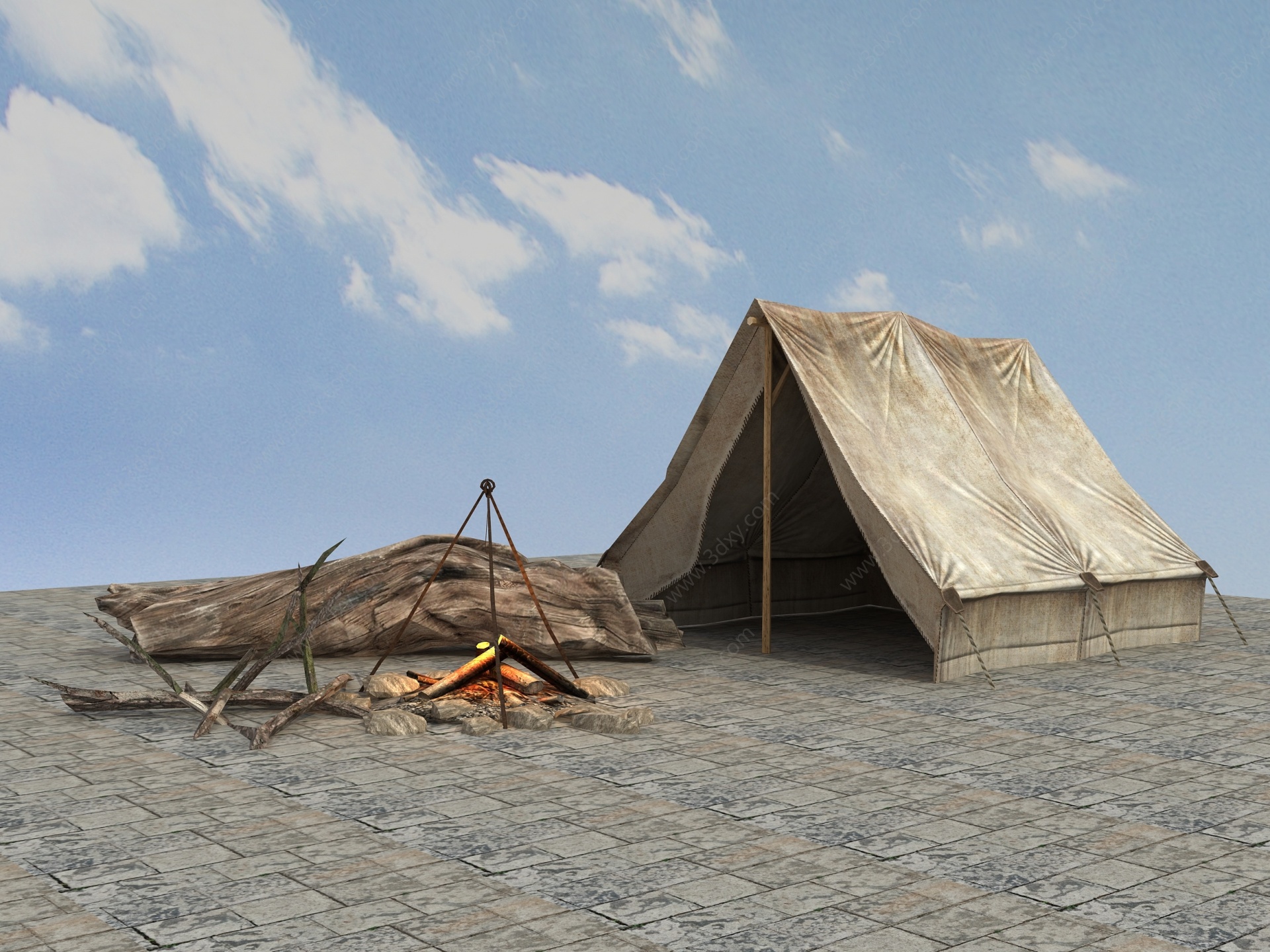 乡村规划中国文化系列帐篷3D模型