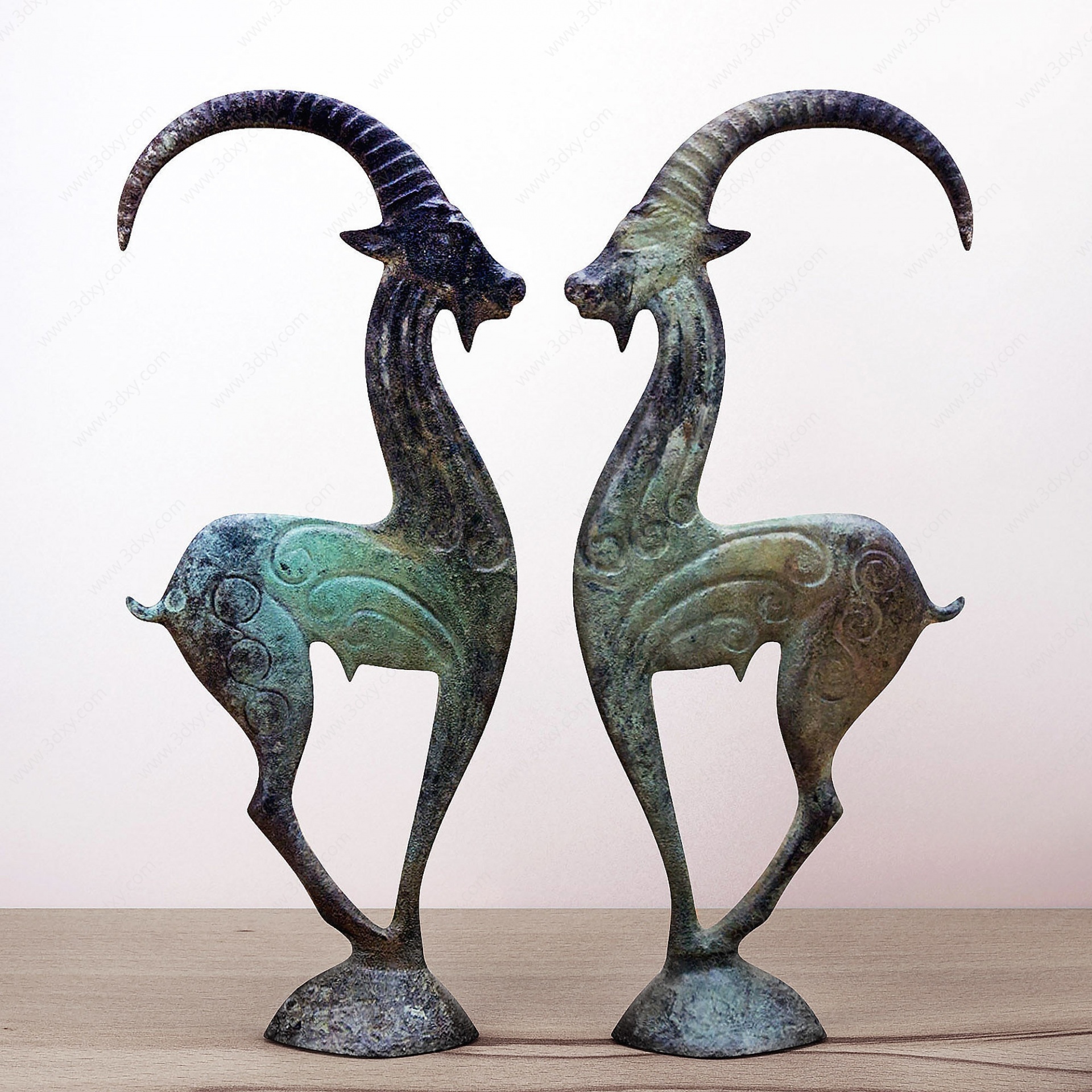 古代工艺品羚羊雕塑摆件3D模型