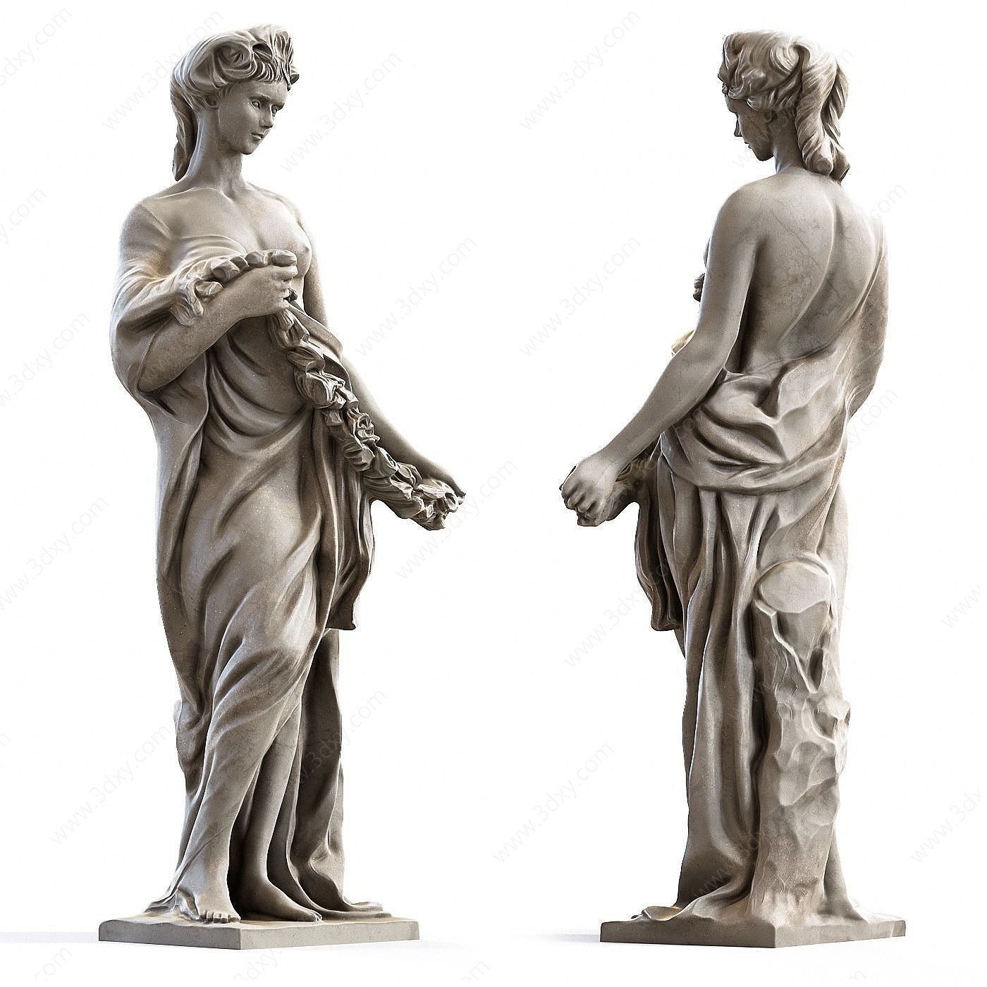 简欧西方女人雕塑3D模型