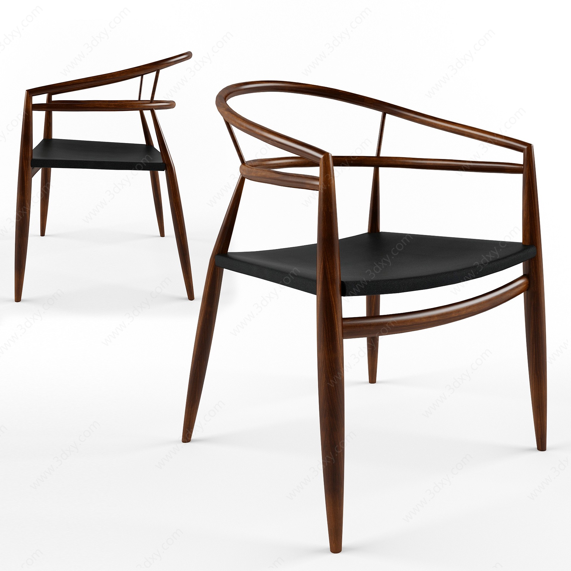北欧实木休闲椅3D模型