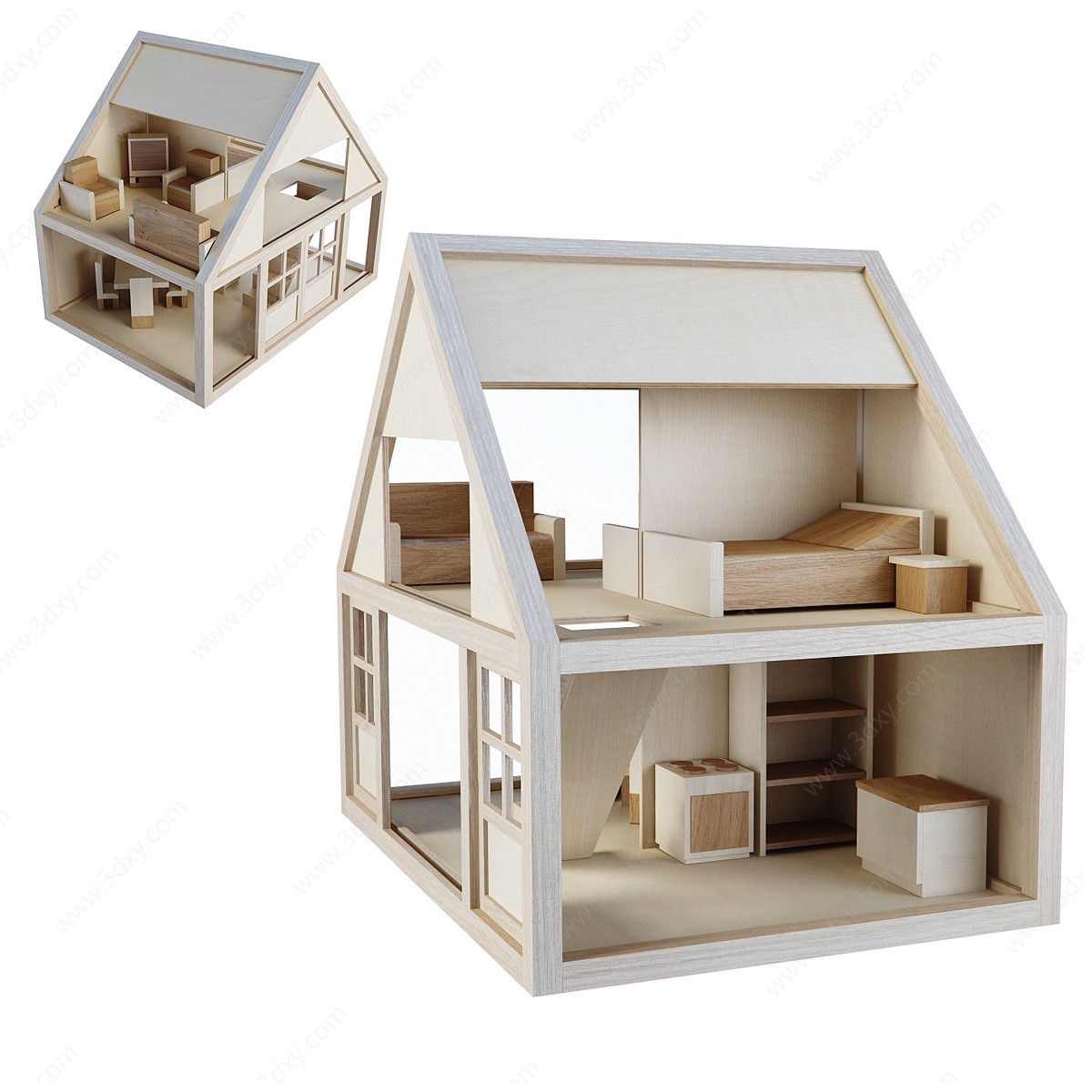 现代实木儿童木屋3D模型