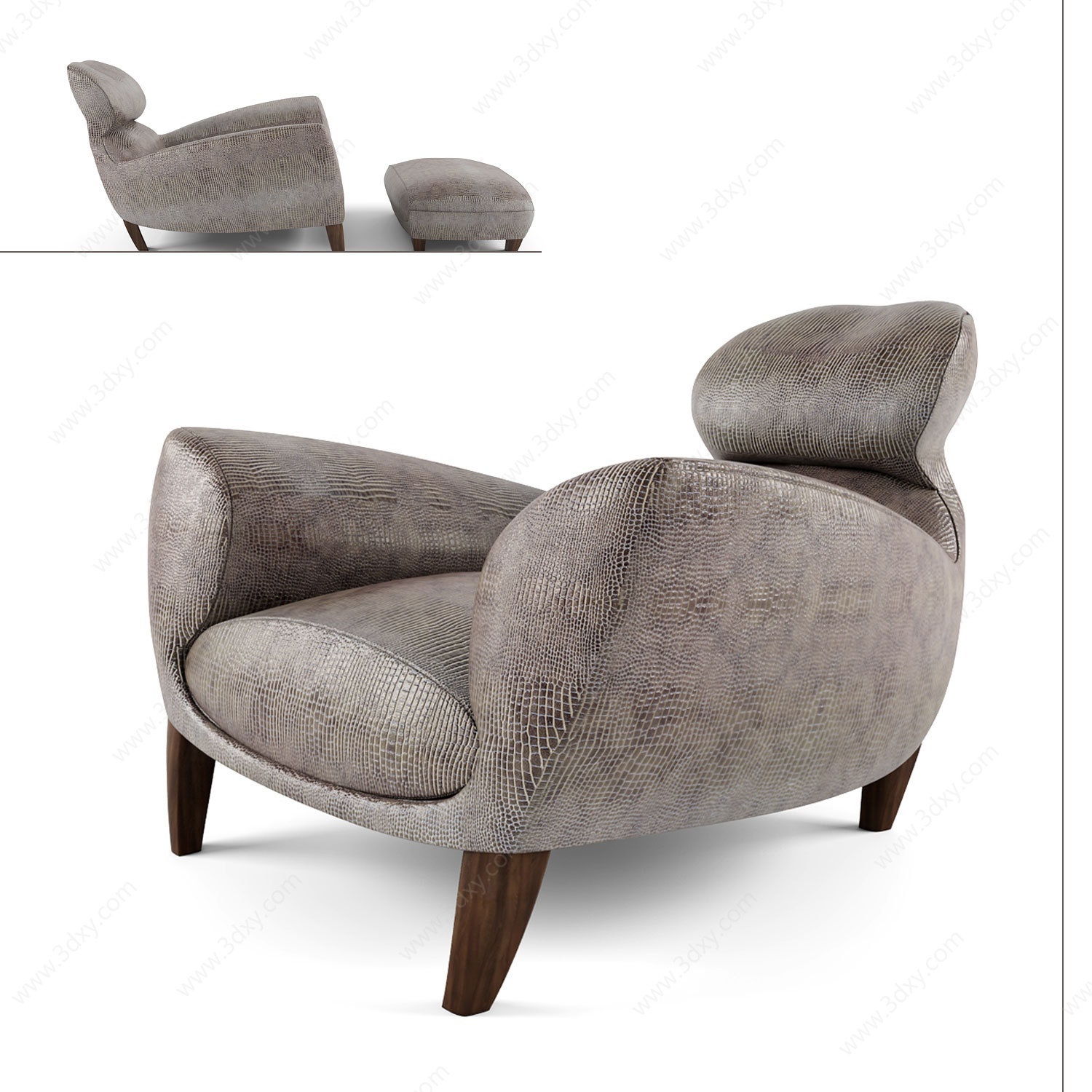 现代皮革懒人沙发3D模型