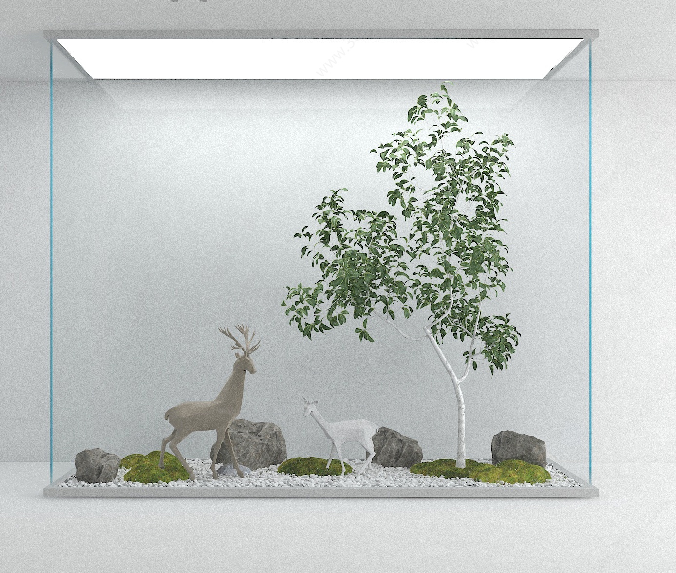 现代鹿雕塑景观3D模型