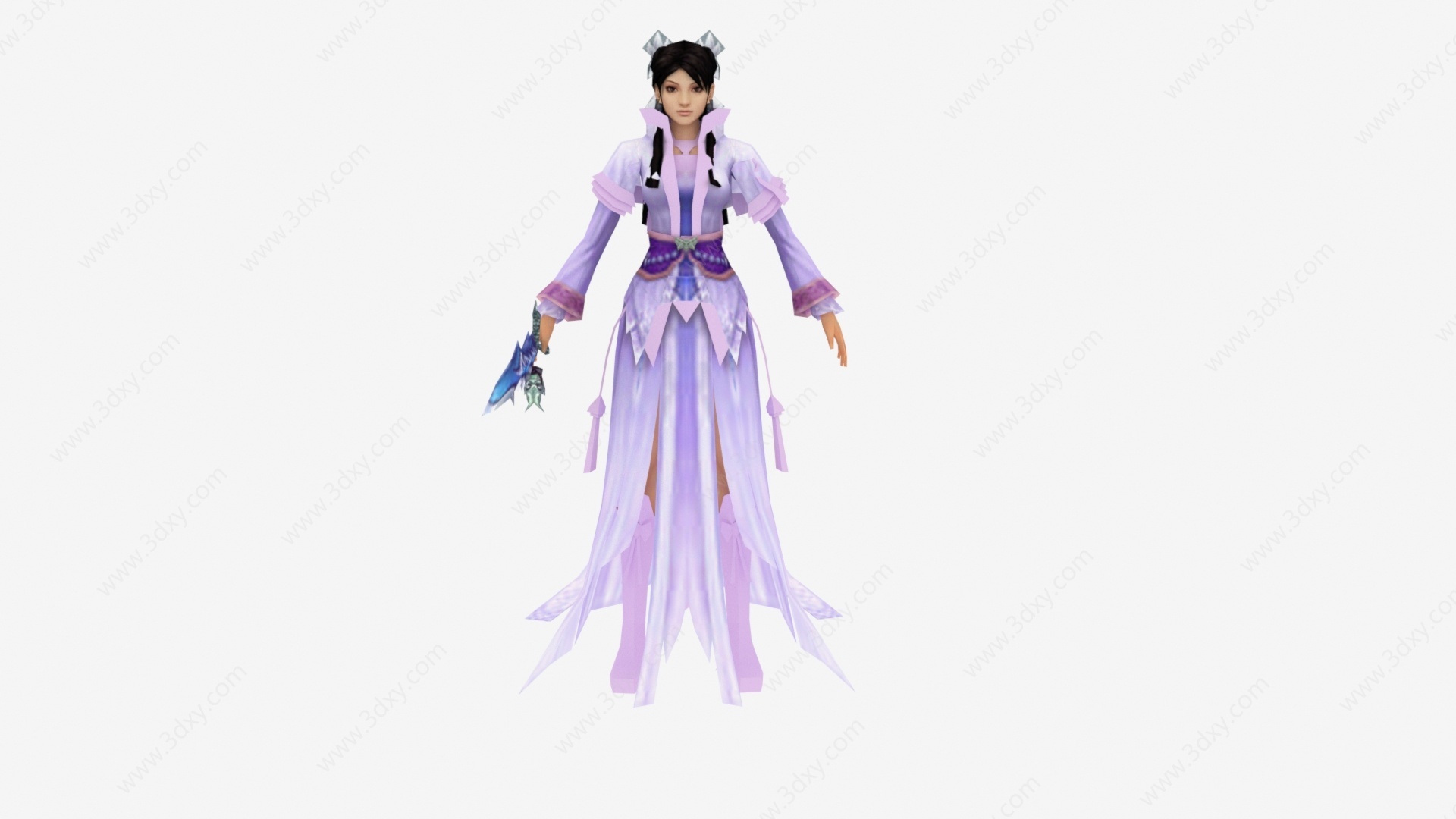 现代游戏紫衣美女3D模型