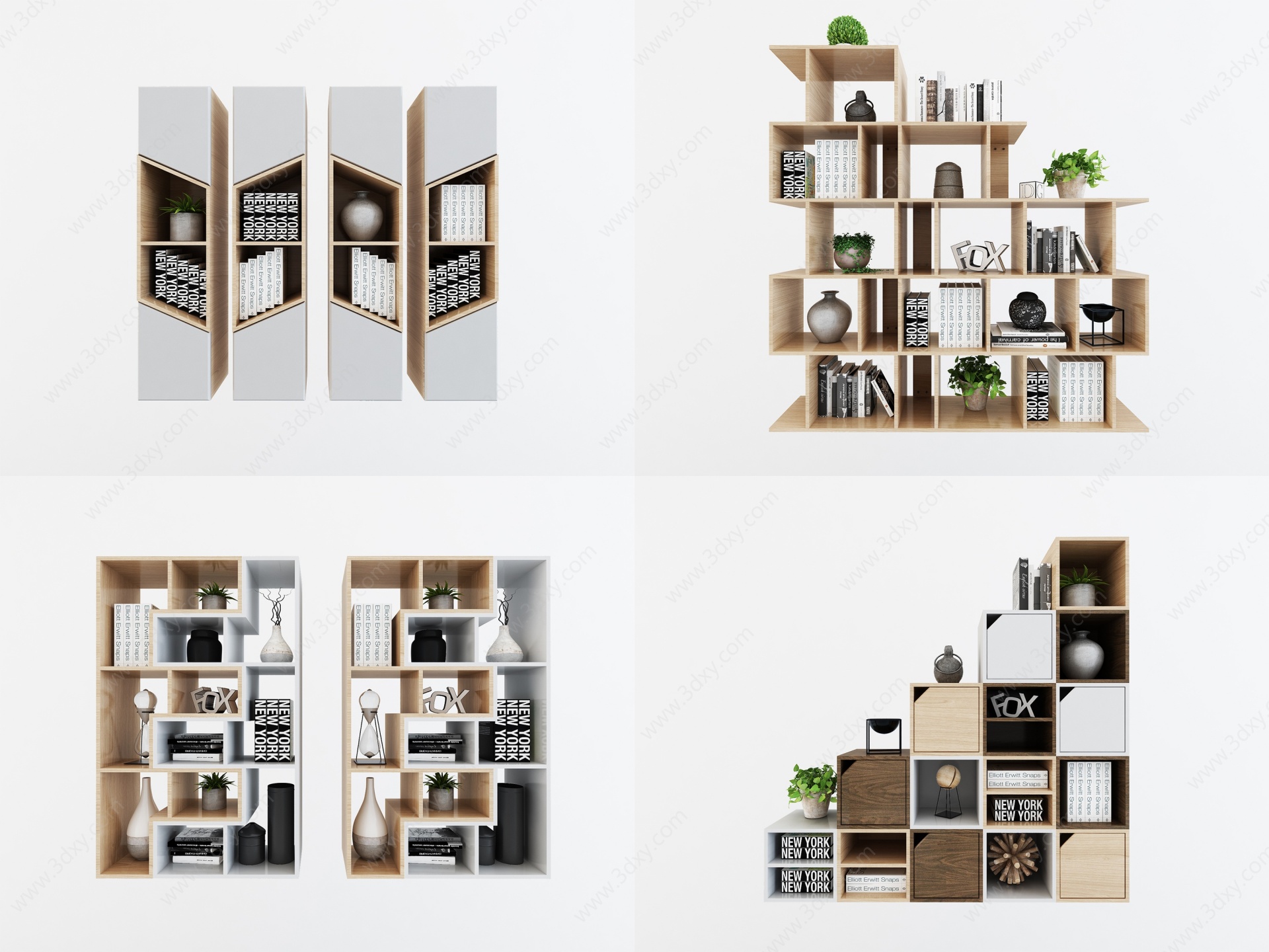 现代北欧书柜装饰边柜3D模型