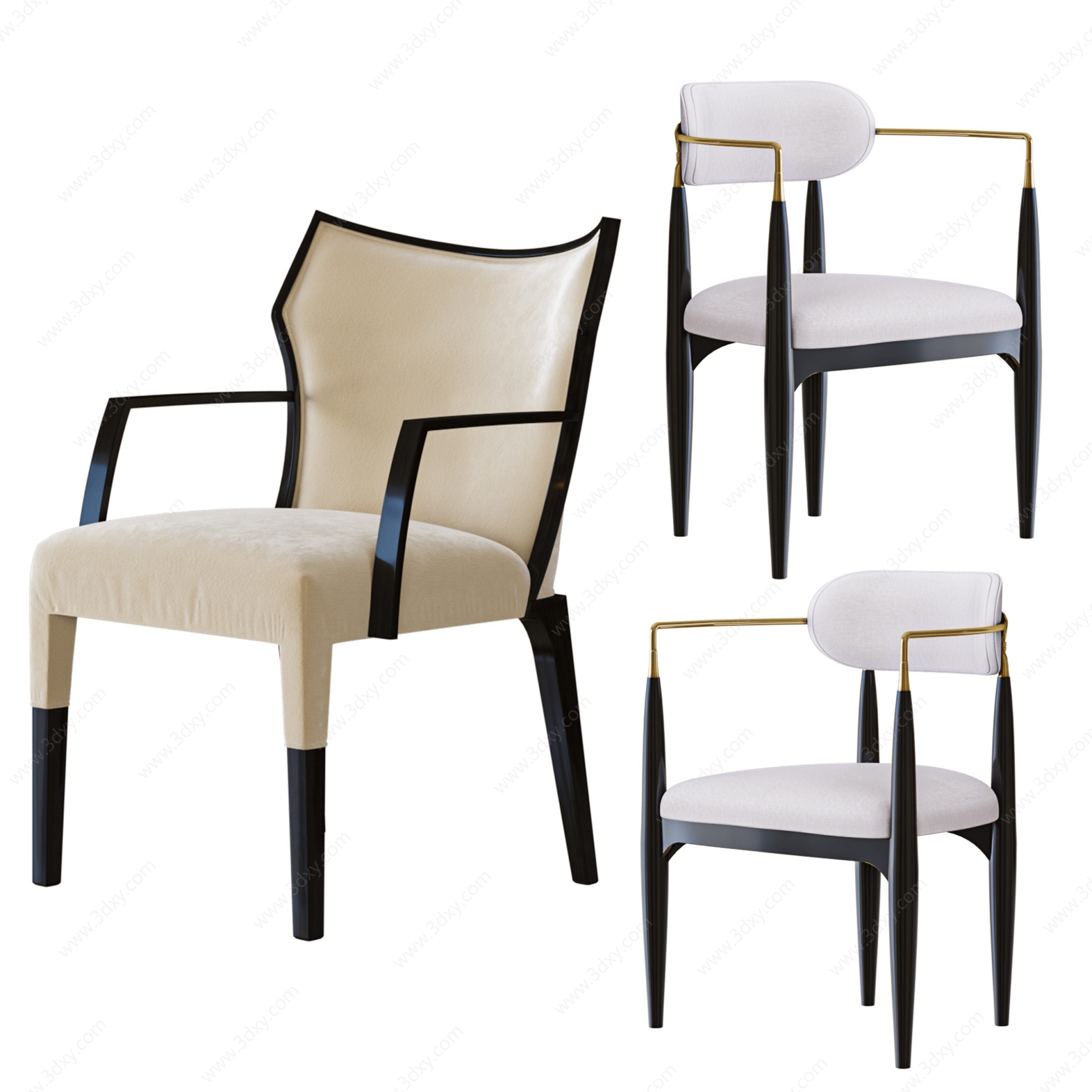 新中式餐椅休闲椅3D模型