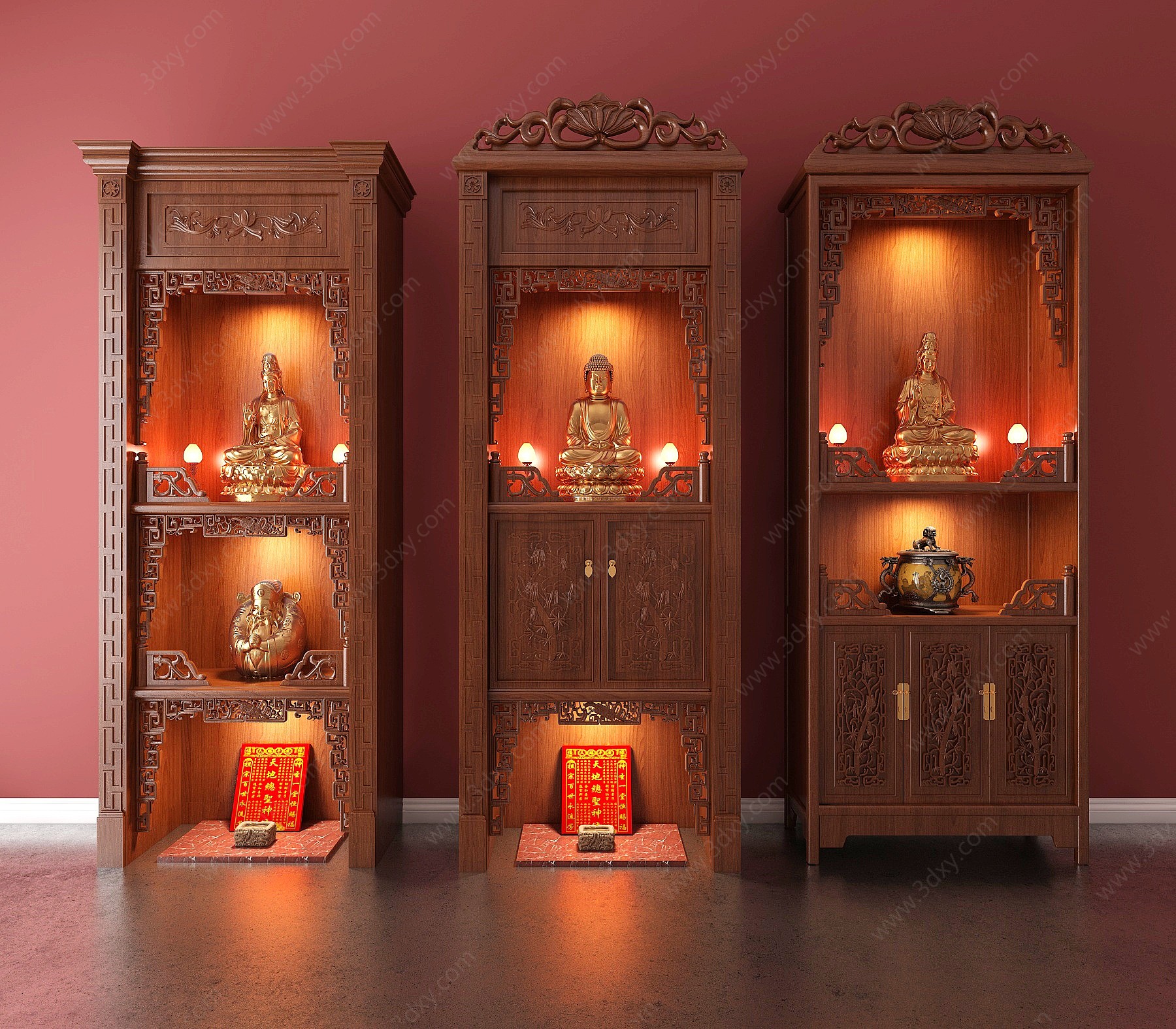 中式实木佛龛神龛3D模型