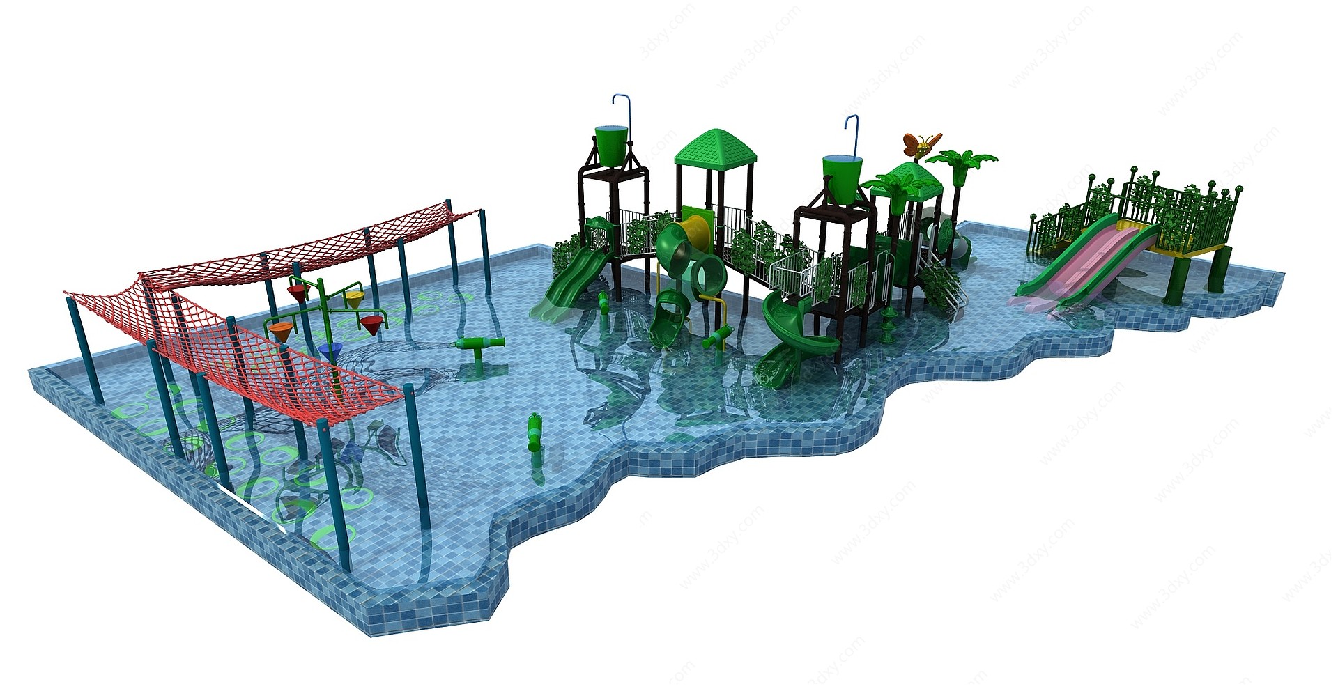 儿童乐园水上滑梯儿童泳池3D模型
