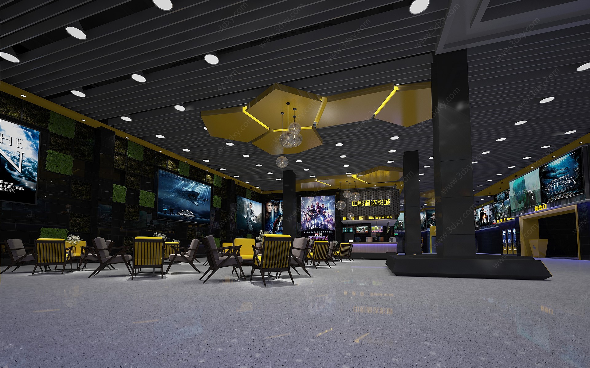电影院大厅休息区3D模型
