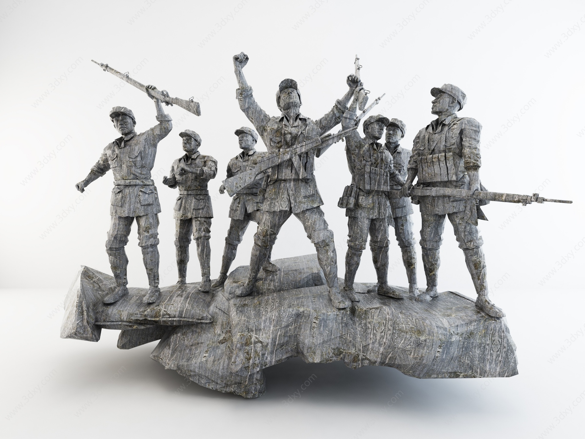 红军革命石雕塑装饰摆件3D模型