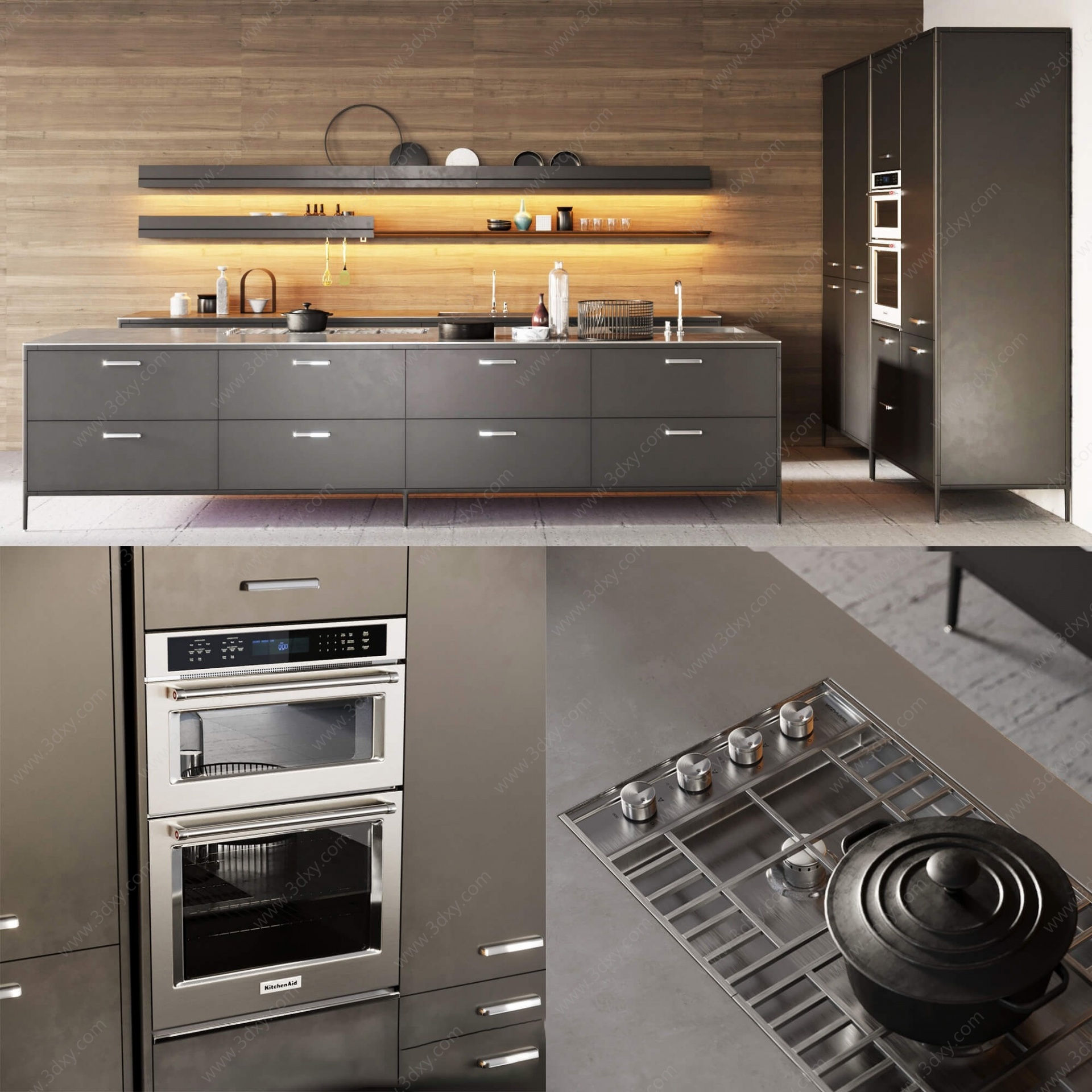 现代厨房橱柜操作台3D模型