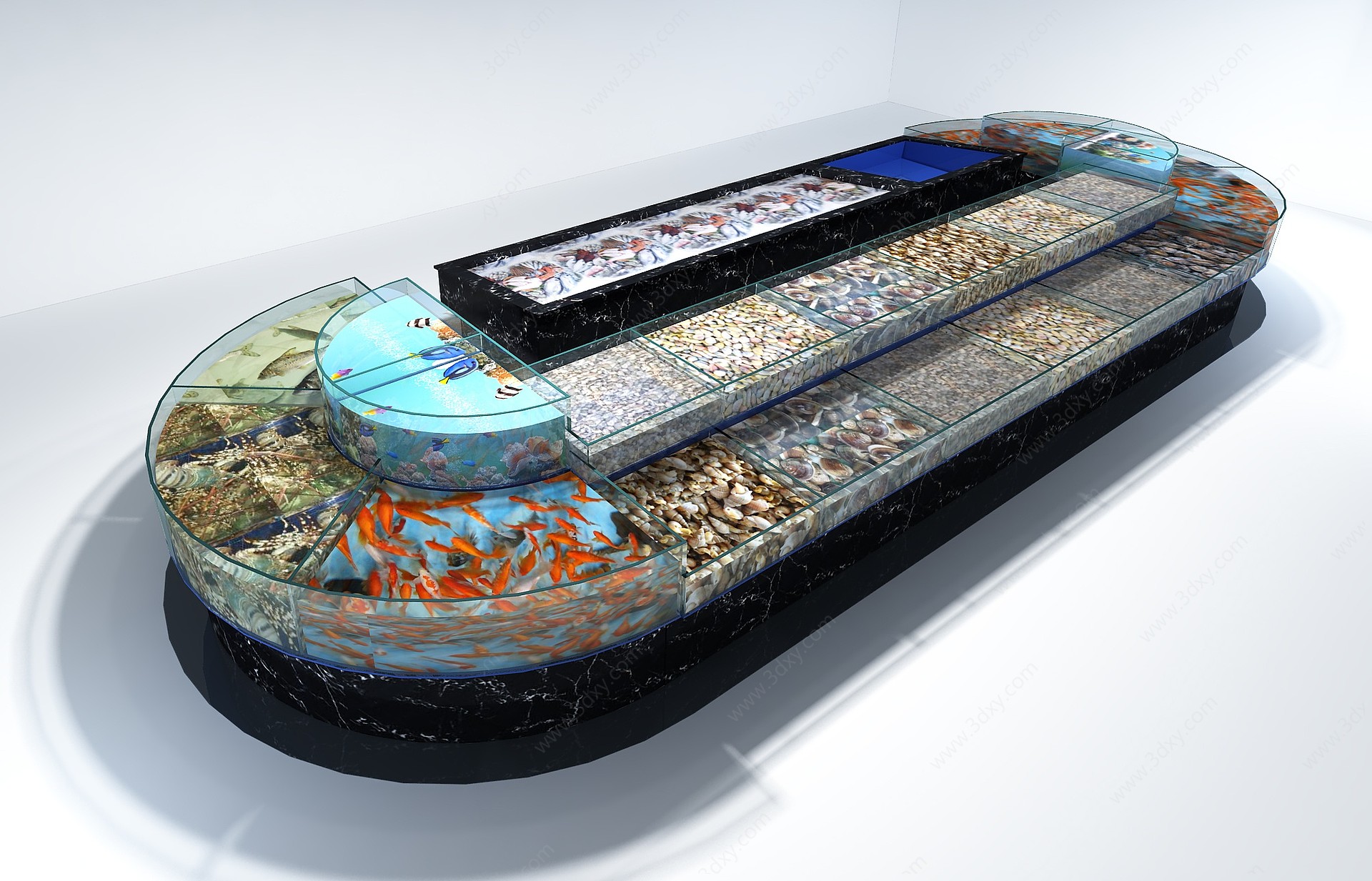 海鲜酒楼排挡超市鱼缸3D模型