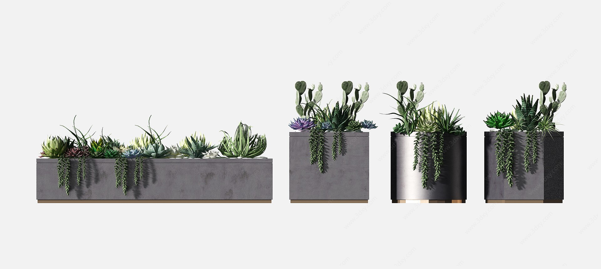 现代绿植花坛3D模型